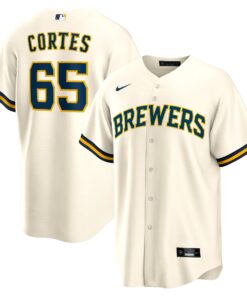 Men's Milwaukee Brewers Nestor Cortes Cream Home Jersey