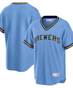 Men's Milwaukee Brewers Powder Blue Road Cooperstown Collection Team Jersey