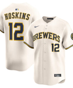 Men's Milwaukee Brewers Rhys Hoskins Cream Alternate Limited Player Jersey
