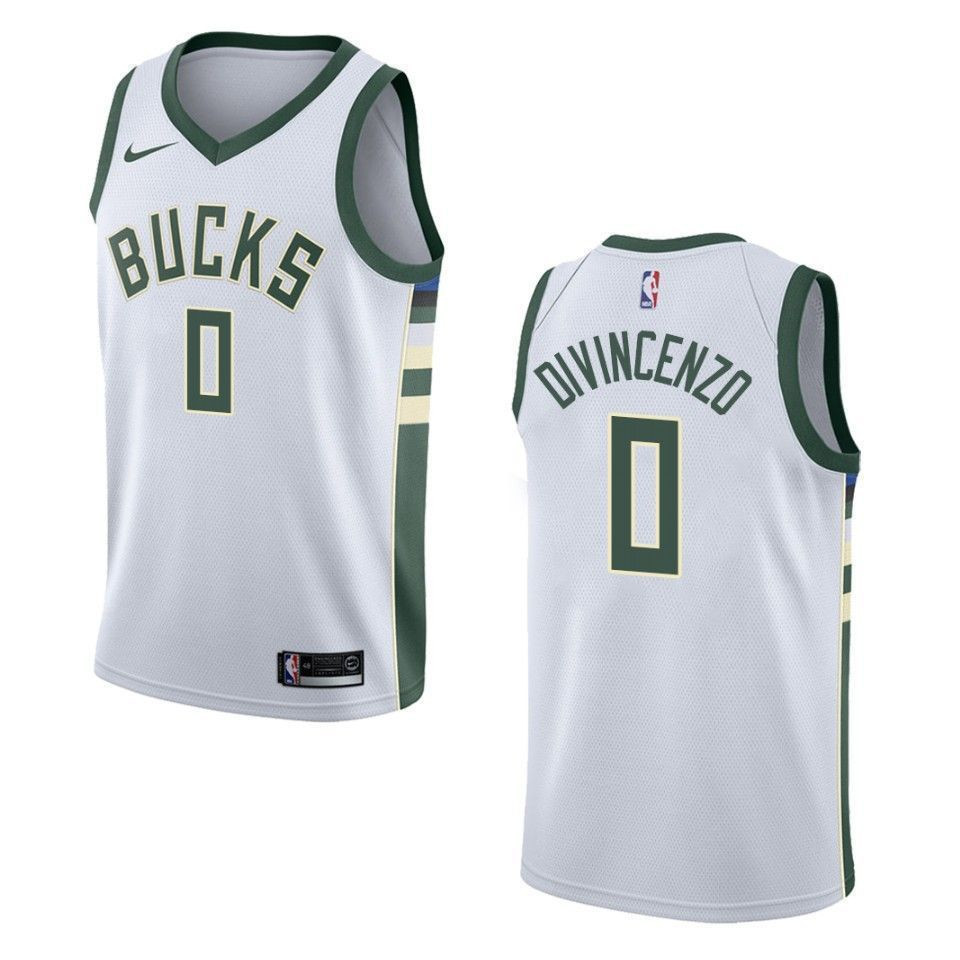 Men's Milwaukee Bucks 0 Donte Divincenzo Association Swingman Jersey - White - JS571