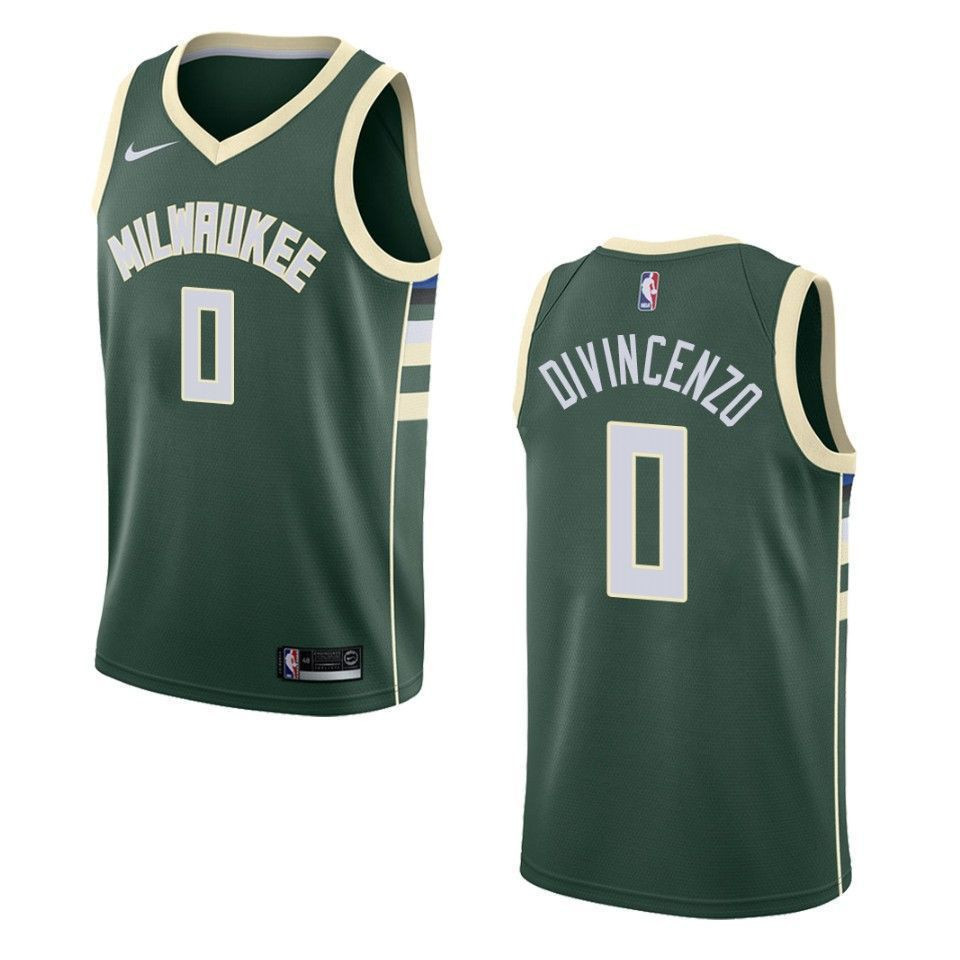 Men's Milwaukee Bucks 0 Donte Divincenzo Icon Swingman Jersey - Green - JS948