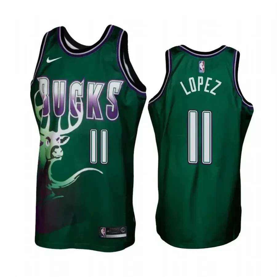 Men's Milwaukee Bucks 11 Brook Lopez Green Hardwood Classics Jersey - JS497