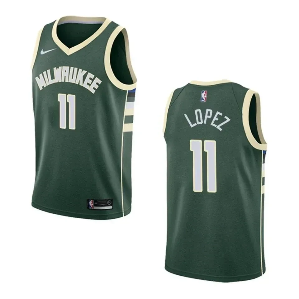 Men's Milwaukee Bucks 11 Brook Lopez Icon Swingman Jersey - Green - JS186