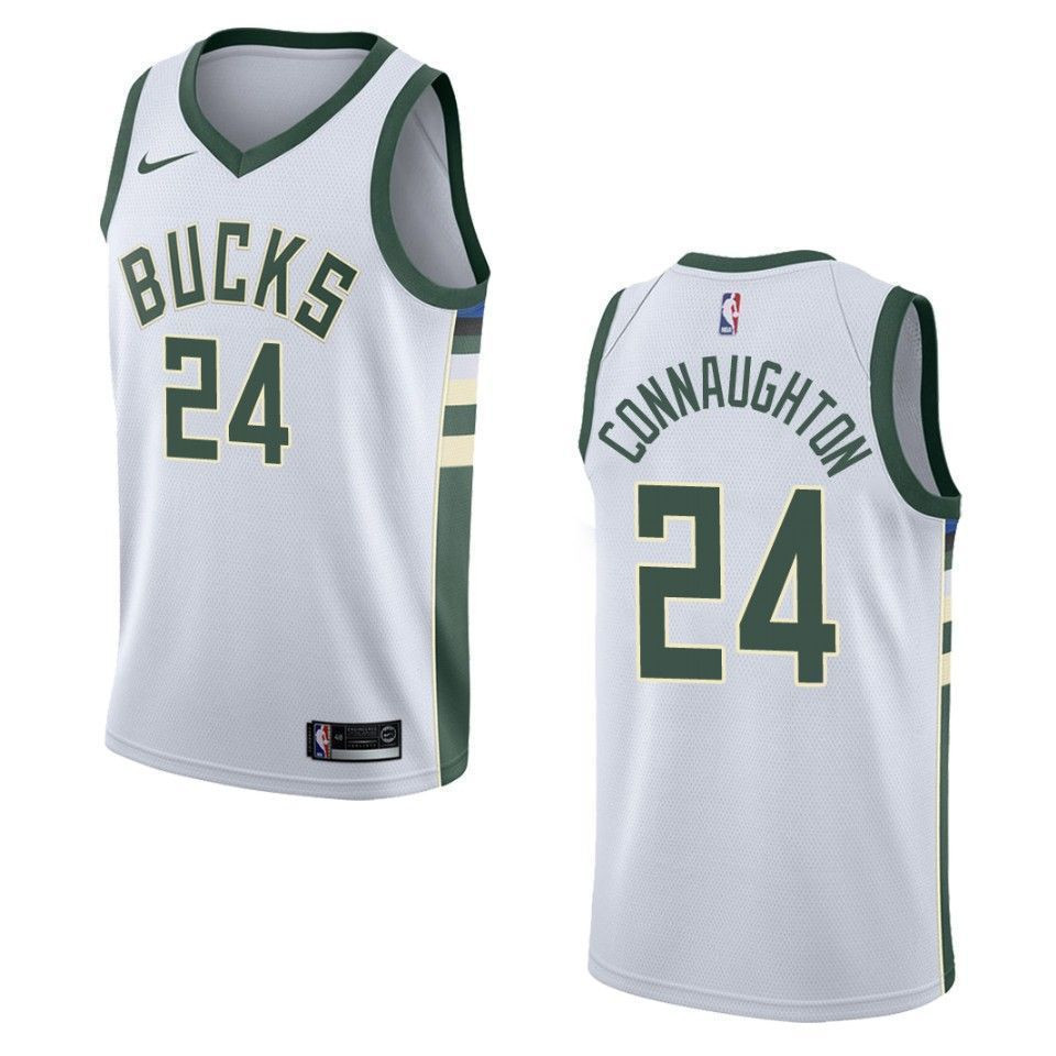 Men's Milwaukee Bucks 24 Pat Connaughton Association Swingman Jersey - White - JS542