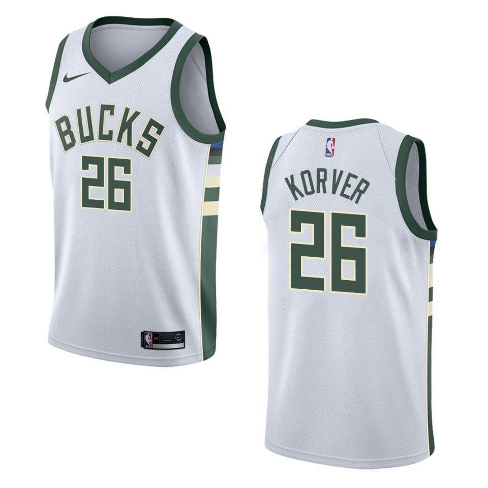 Men's Milwaukee Bucks 26 Kyle Korver Association Swingman Jersey - White - JS316