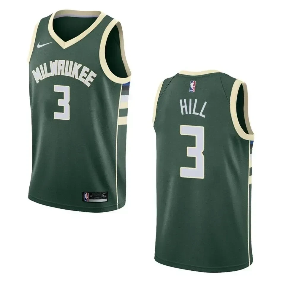 Men's Milwaukee Bucks 3 George Hill Icon Swingman Jersey - Green - JS825