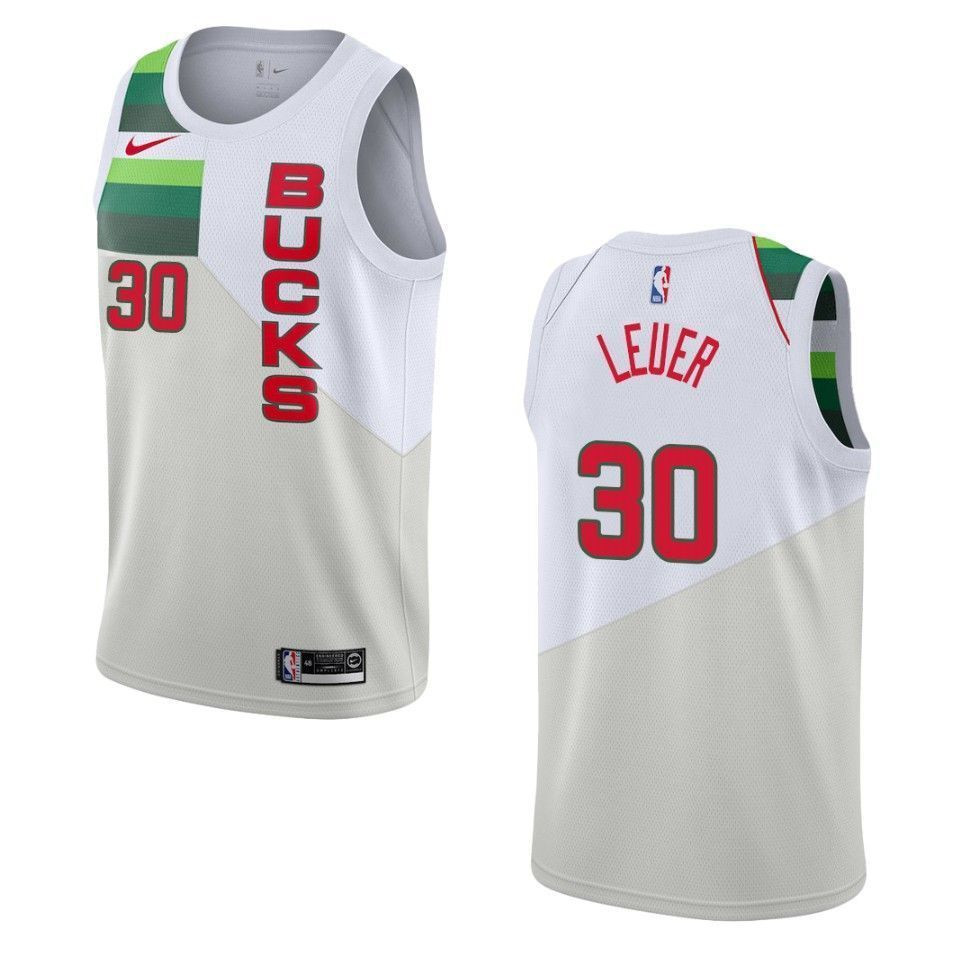 Men's Milwaukee Bucks 30 Jon Leuer Earned Swingman Jersey - White - JS670