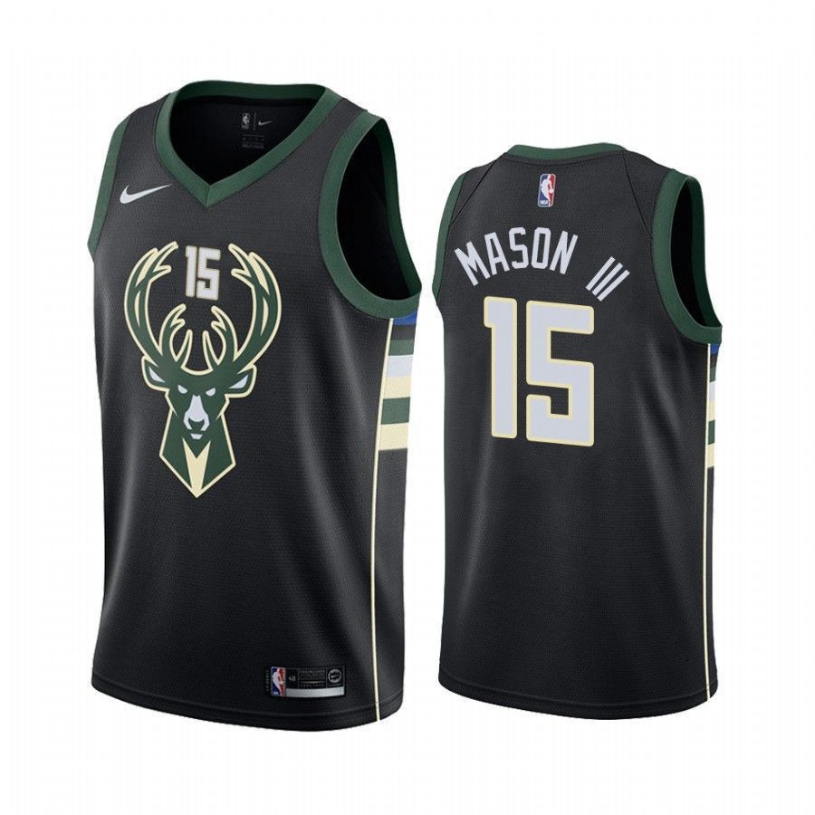 Men's Milwaukee Bucks Frank Mason Iii 15 Statet Jersey - JS735