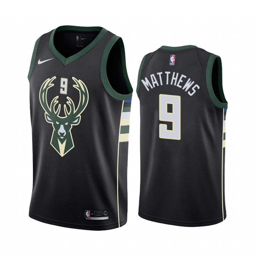 Men's Milwaukee Bucks Wesley Matthews 9 Statet Jersey - JS386