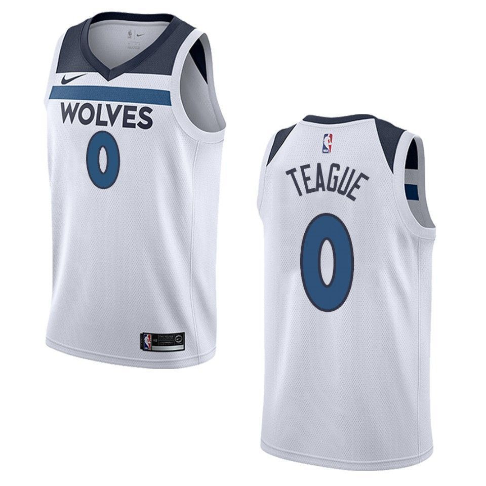 Men's Minnesota Timberwolves 0 Jeff Teague Association Swingman Jersey - White - JS986