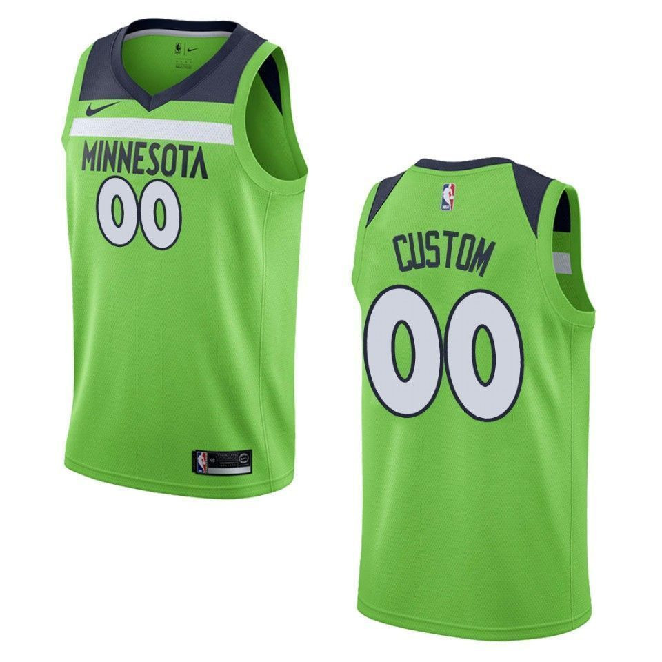 Men's Minnesota Timberwolves 00 Custom Statement Swingman Jersey - Green - JS728