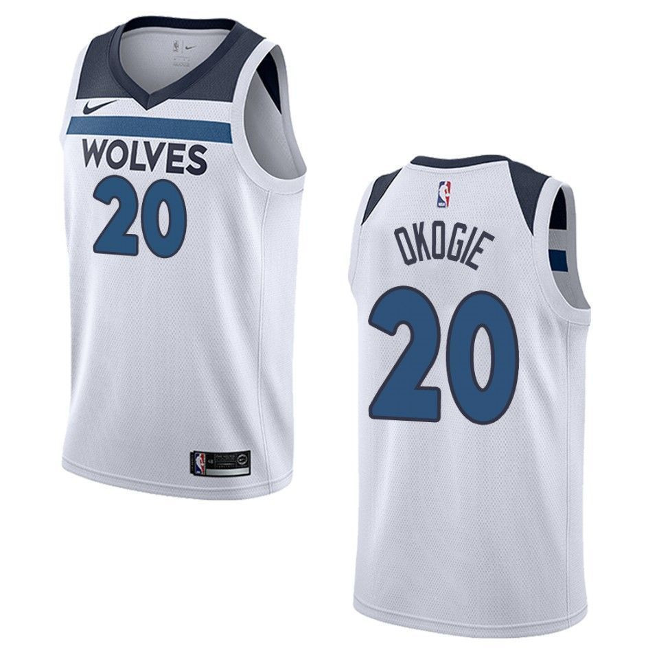 Men's Minnesota Timberwolves 20 Josh Okogie Association Swingman Jersey - White - JS247