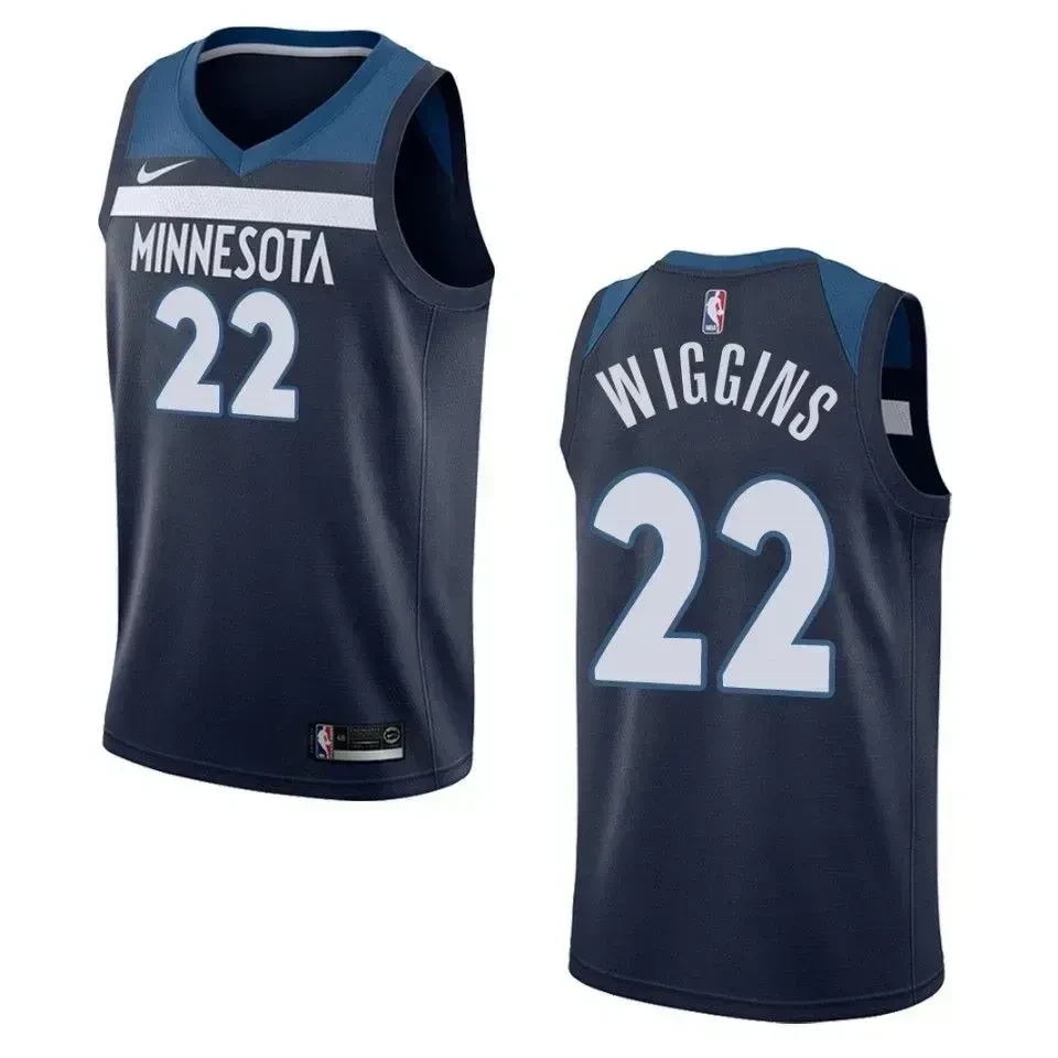 Men's Minnesota Timberwolves 22 Andrew Wiggins Icon Swingman Jersey - Navy - JS701