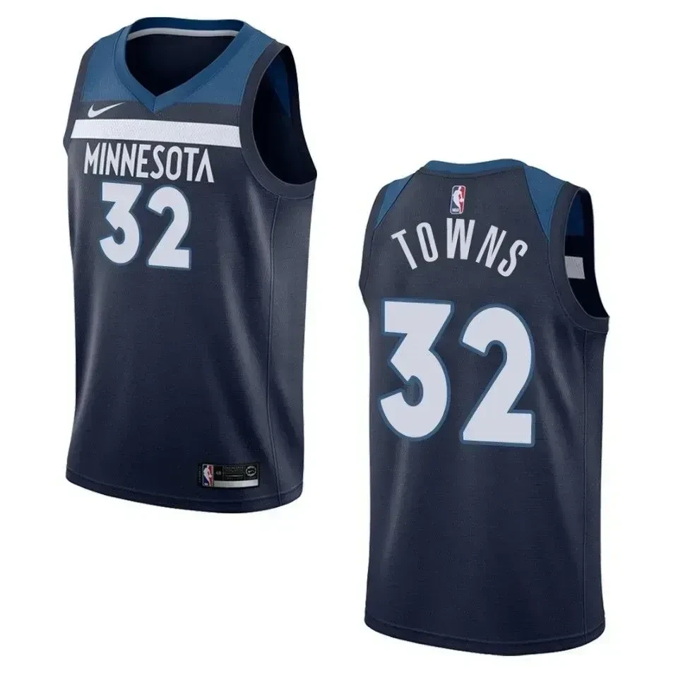 Men's Minnesota Timberwolves 32 Karl-anthony Towns Icon Swingman Jersey - Navy - JS227