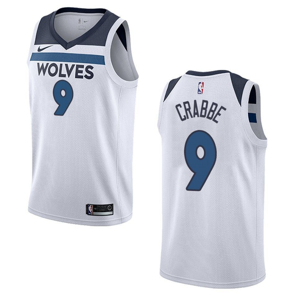 Men's Minnesota Timberwolves 9 Allen Crabbe Association Swingman Jersey - White - JS123