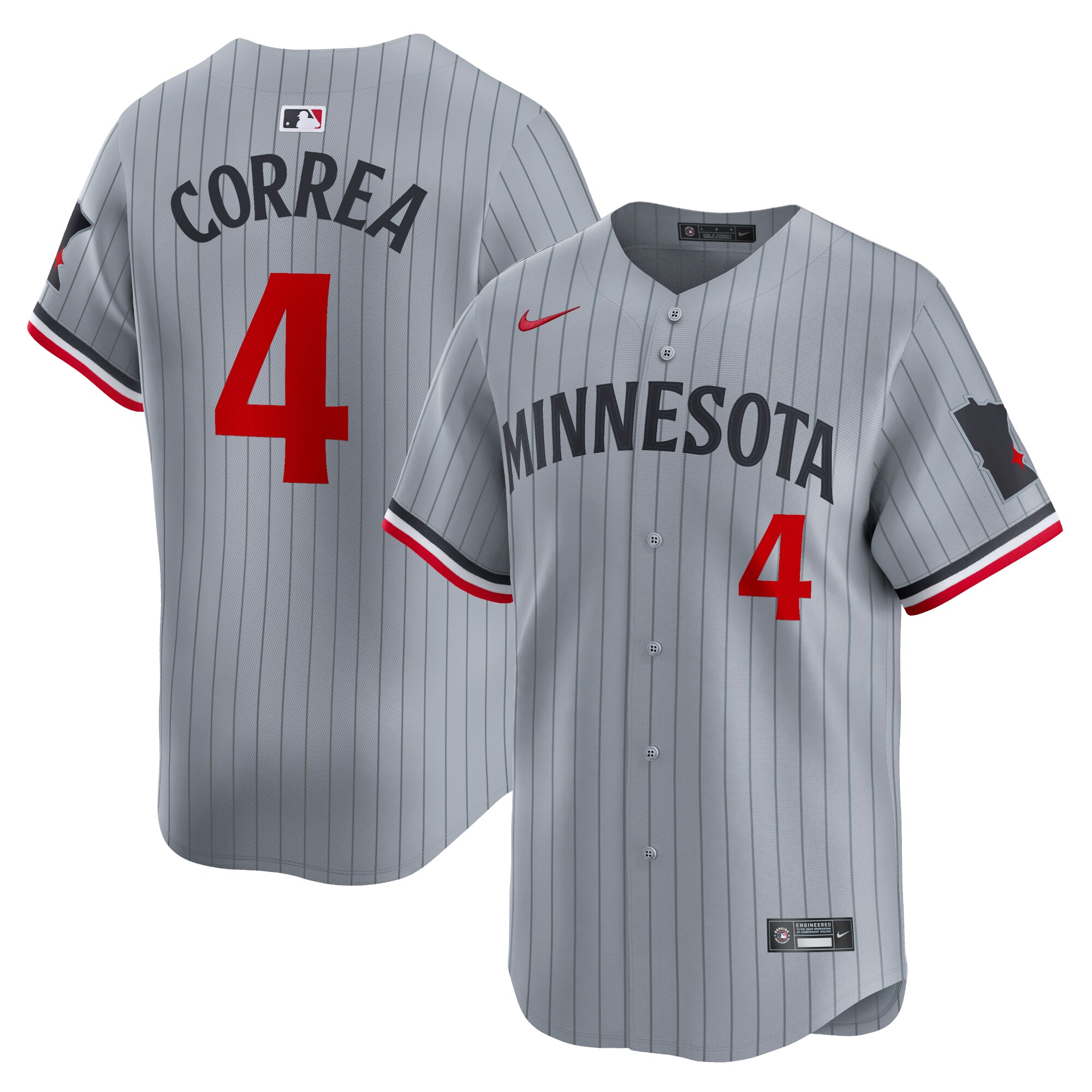 Men's Minnesota Twins Carlos Correa Gray Road Limited Player Jersey
