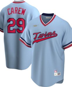 Men's Minnesota Twins Rod Carew Light Blue Road Cooperstown Collection Player Jersey