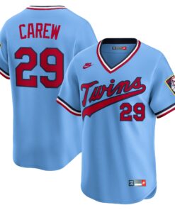 Men's Minnesota Twins Rod Carew Light Blue Throwback Cooperstown Collection Limited Jersey