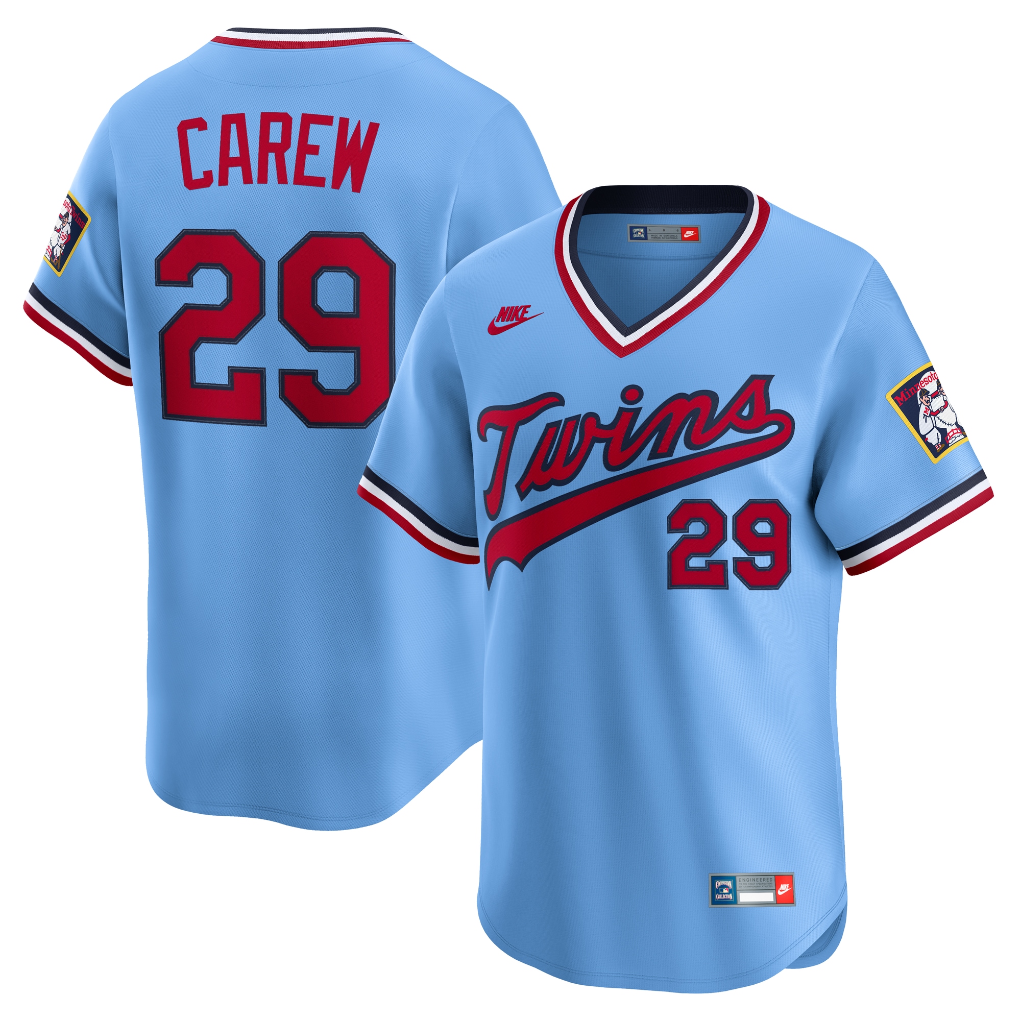 Men's Minnesota Twins Rod Carew Light Blue Throwback Cooperstown Collection Limited Jersey