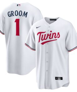Men's Minnesota Twins White #1 Groom Home Jersey