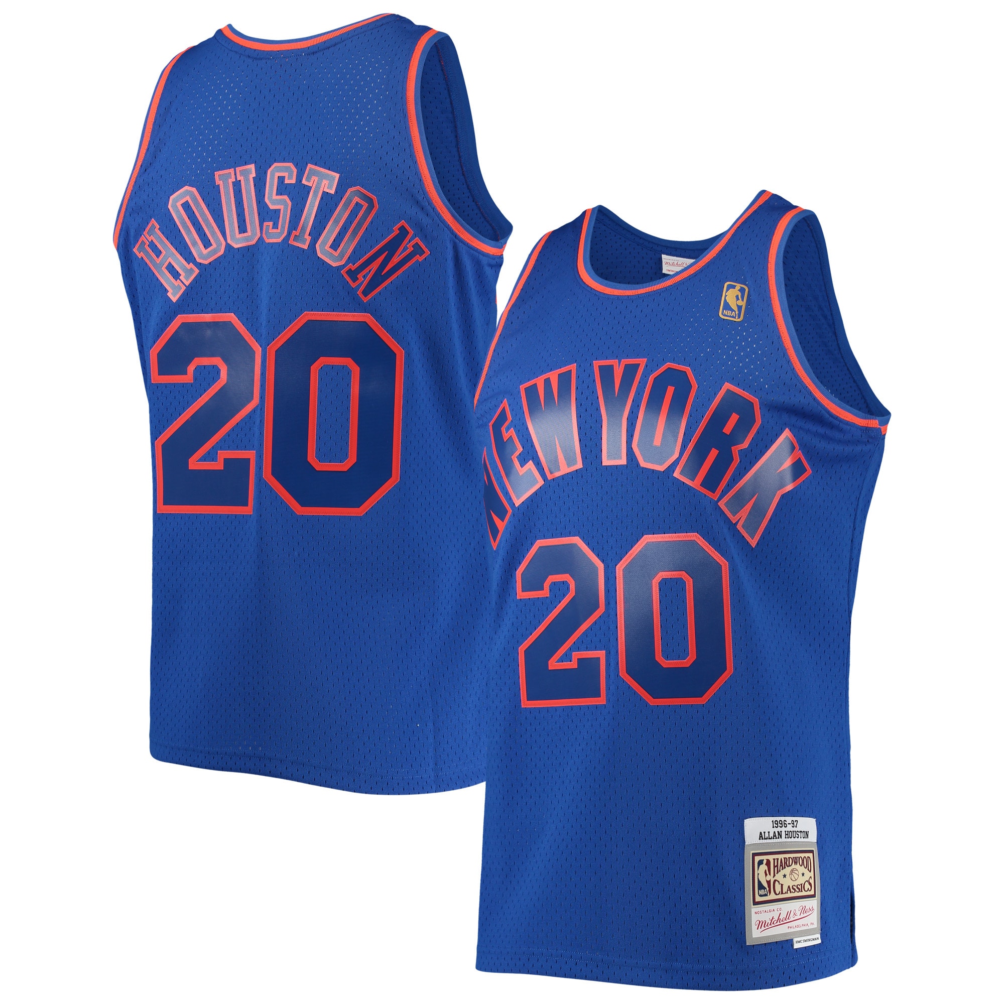 Men's Mitchell & Ness Allan Houston Blue New York Knicks 1996/97 Throwback Dark Swingman Jersey - JS718