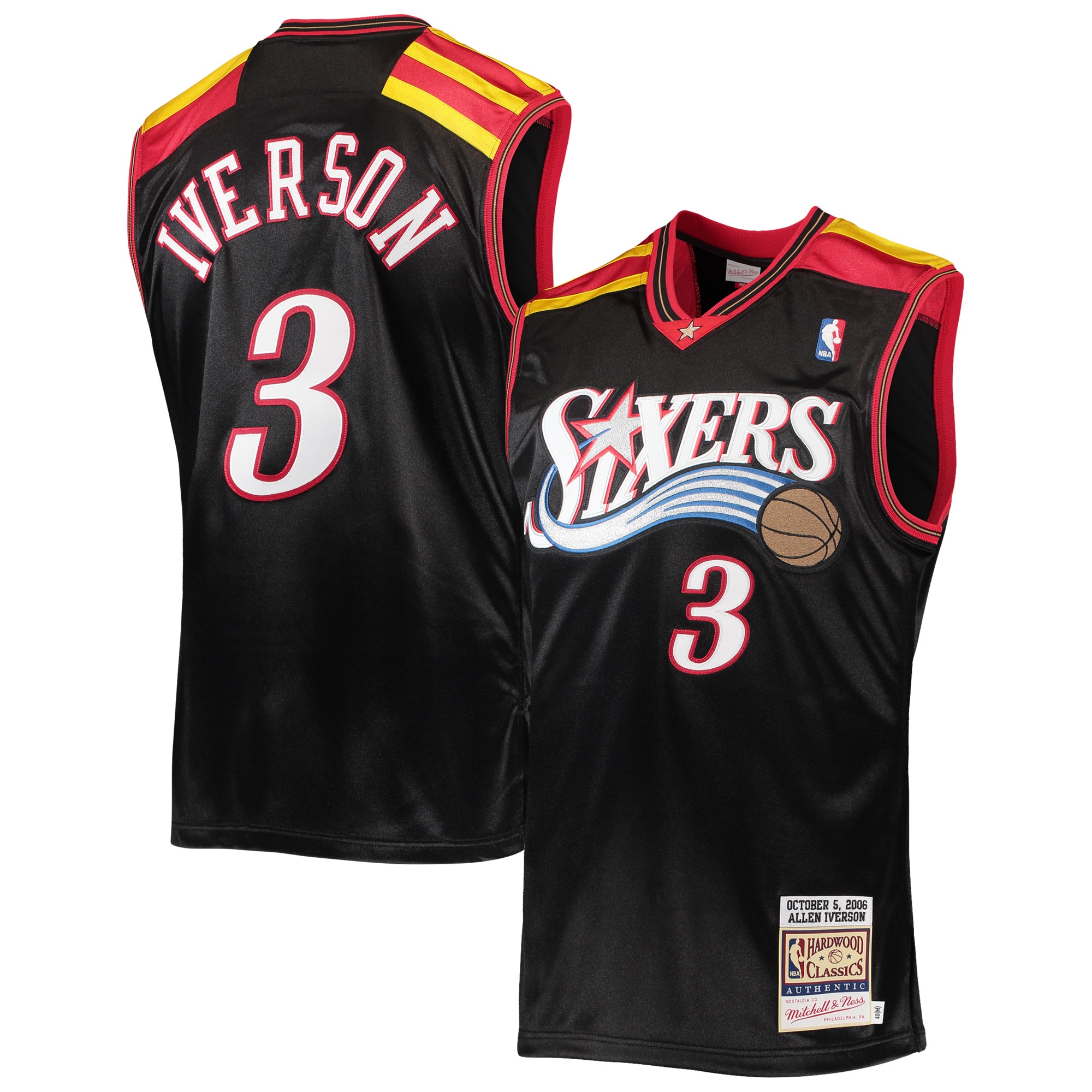 Men's Mitchell & Ness Allen Iverson Black Philadelphia 76ers Hardwood Classics 2006 Jersey - JS265