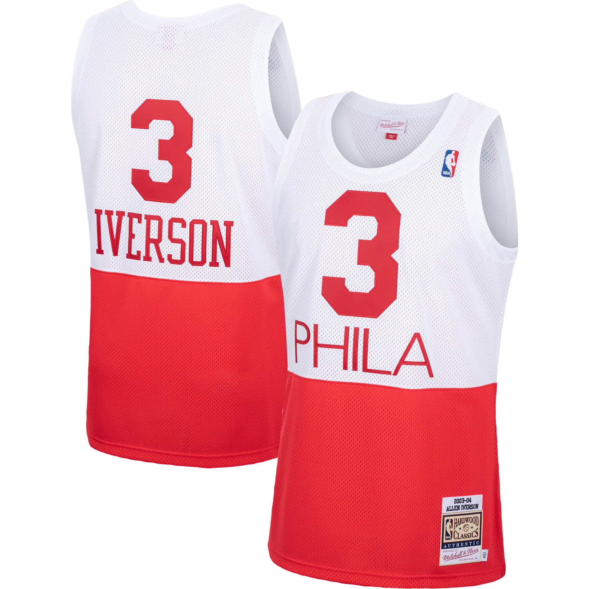 Men's Mitchell & Ness Allen Iverson White Philadelphia 76ers Hardwood Classics Jersey - JS278