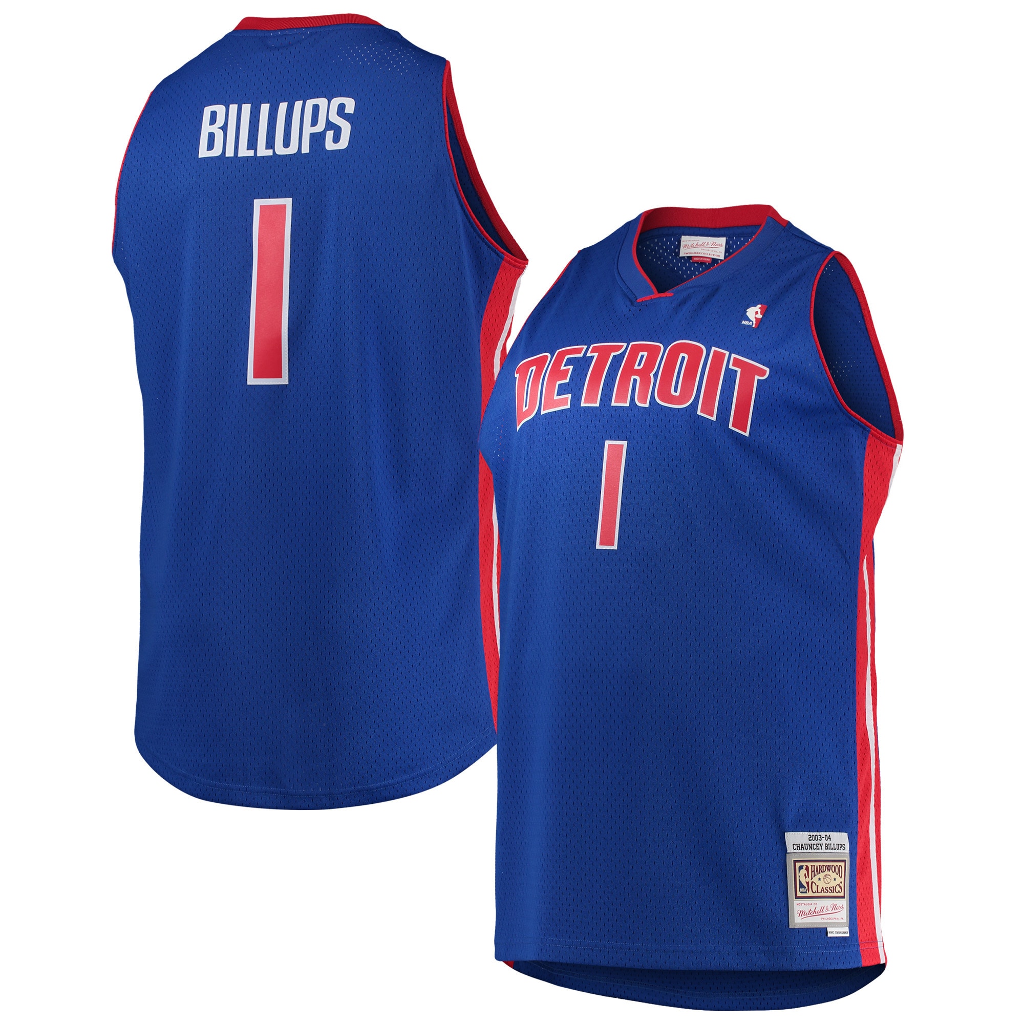 Men's Mitchell & Ness Chauncey Billups Blue Detroit Pistons 2003/04 Big & Tall Hardwood Classics Swingman Jersey - JS713
