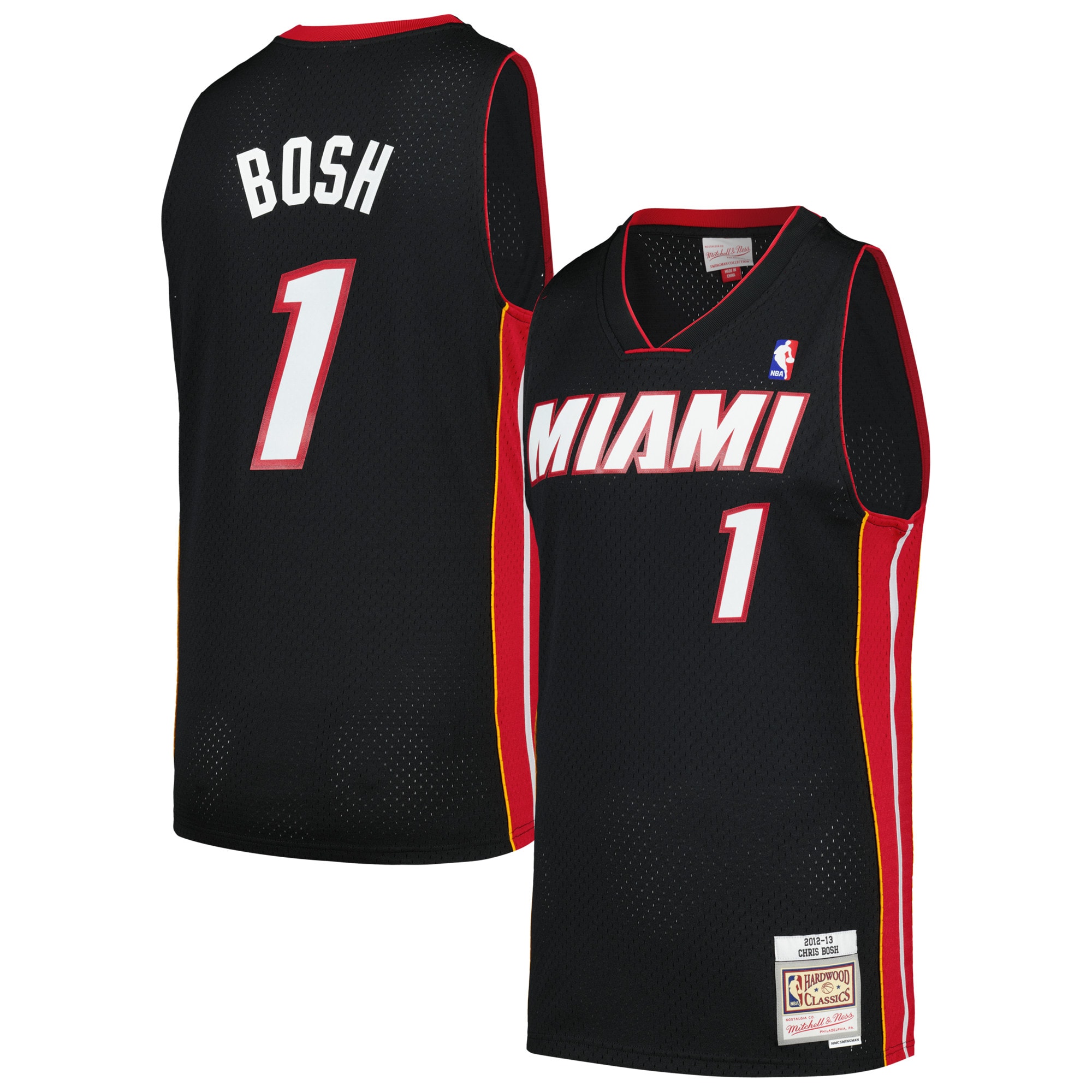 Men's Mitchell & Ness Chris Bosh Black Miami Heat 2012/13 Hardwood Classics Swingman Jersey - JS900