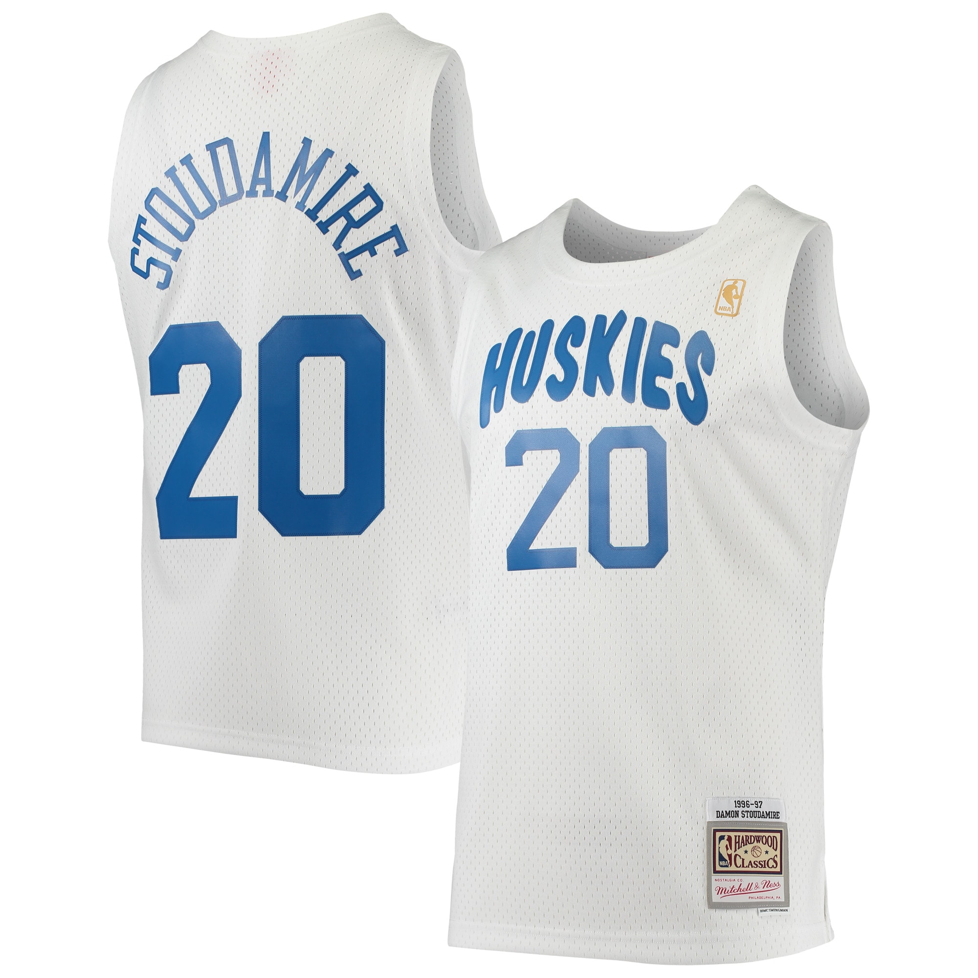 Men's Mitchell & Ness Damon Stoudamire White Toronto Raptors 1996/97 Hardwood Classics Swingman Jersey - JS451