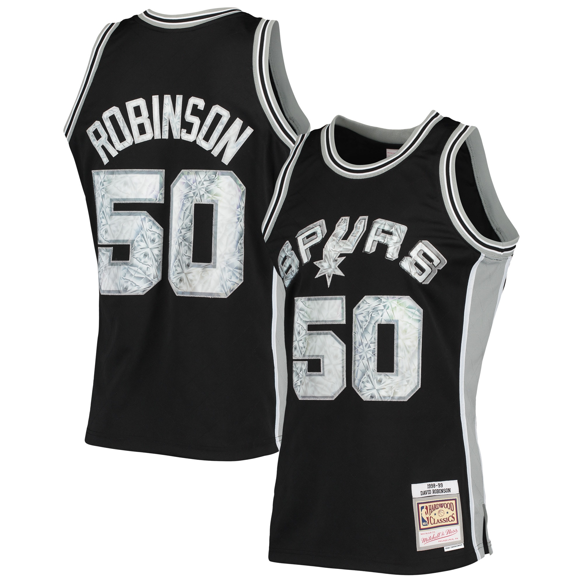 Men's Mitchell & Ness David Robinson Black San Antonio Spurs 1998/99 Hardwood Classics NBA 75th Anniversary Diamond Swingman Jersey - JS918