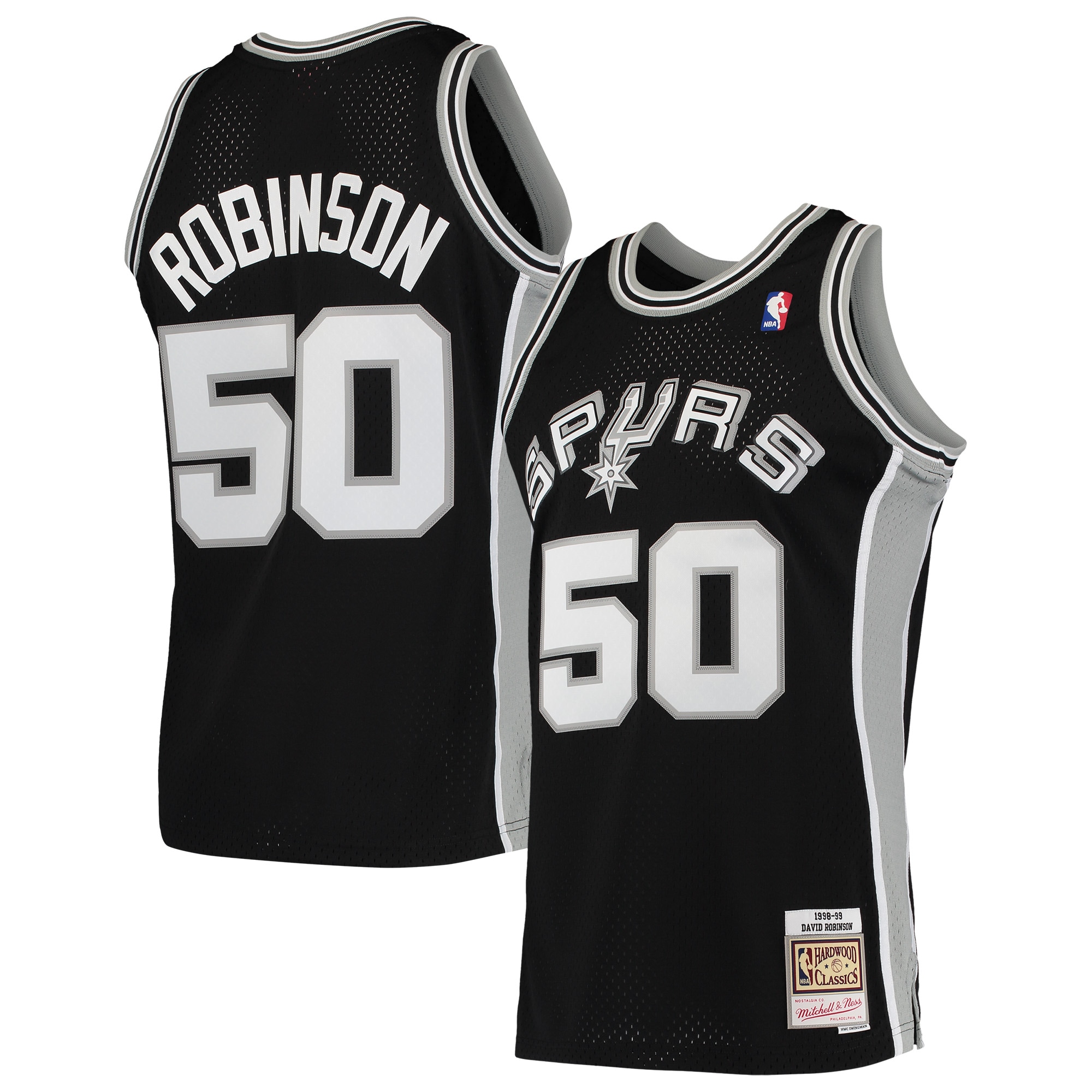 Men's Mitchell & Ness David Robinson Black San Antonio Spurs Hardwood Classics 1998-99 Swingman Jersey - JS250