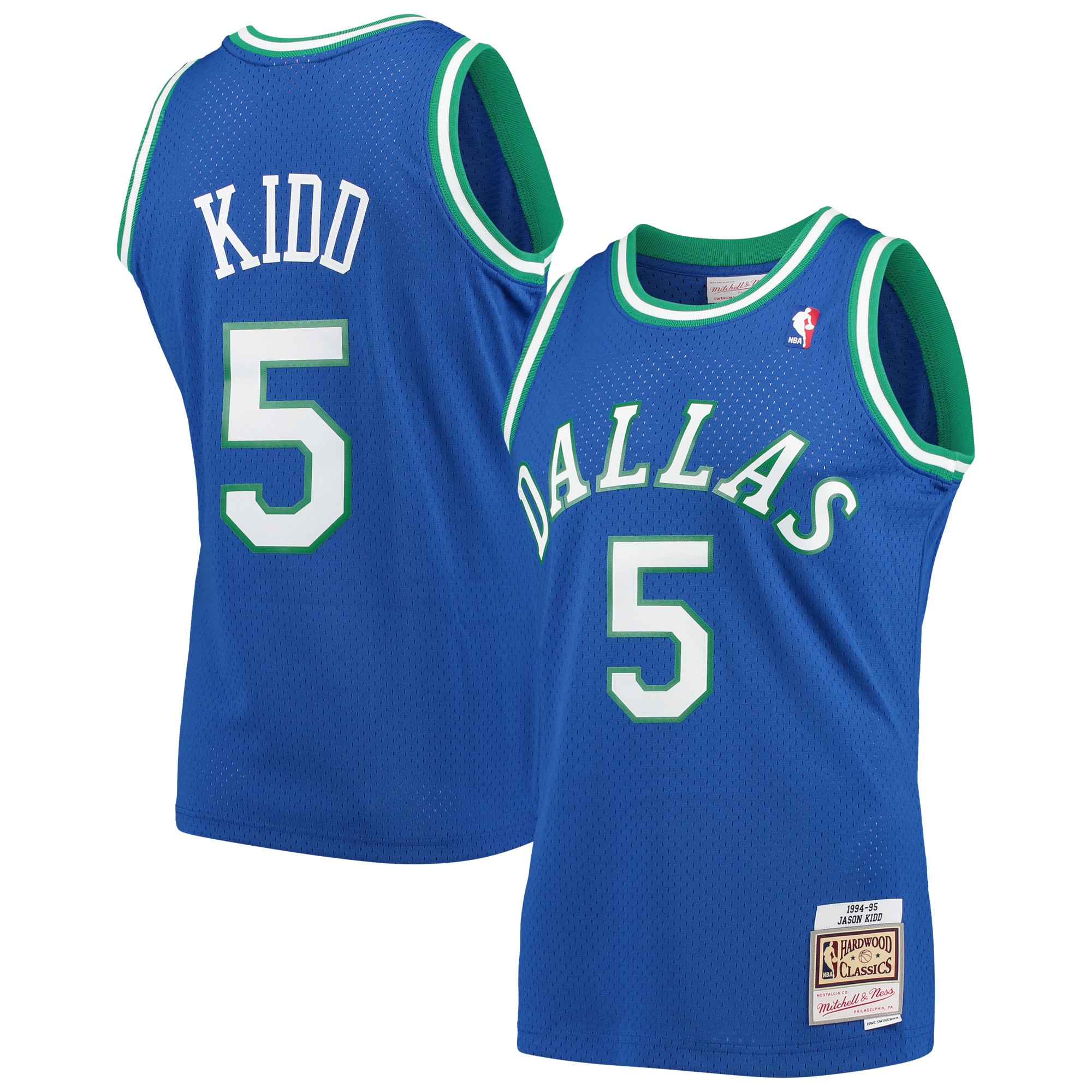 Men's Mitchell & Ness Jason Kidd Blue Dallas Mavericks 1994-95 Hardwood Classics Swingman Player Jersey - JS147