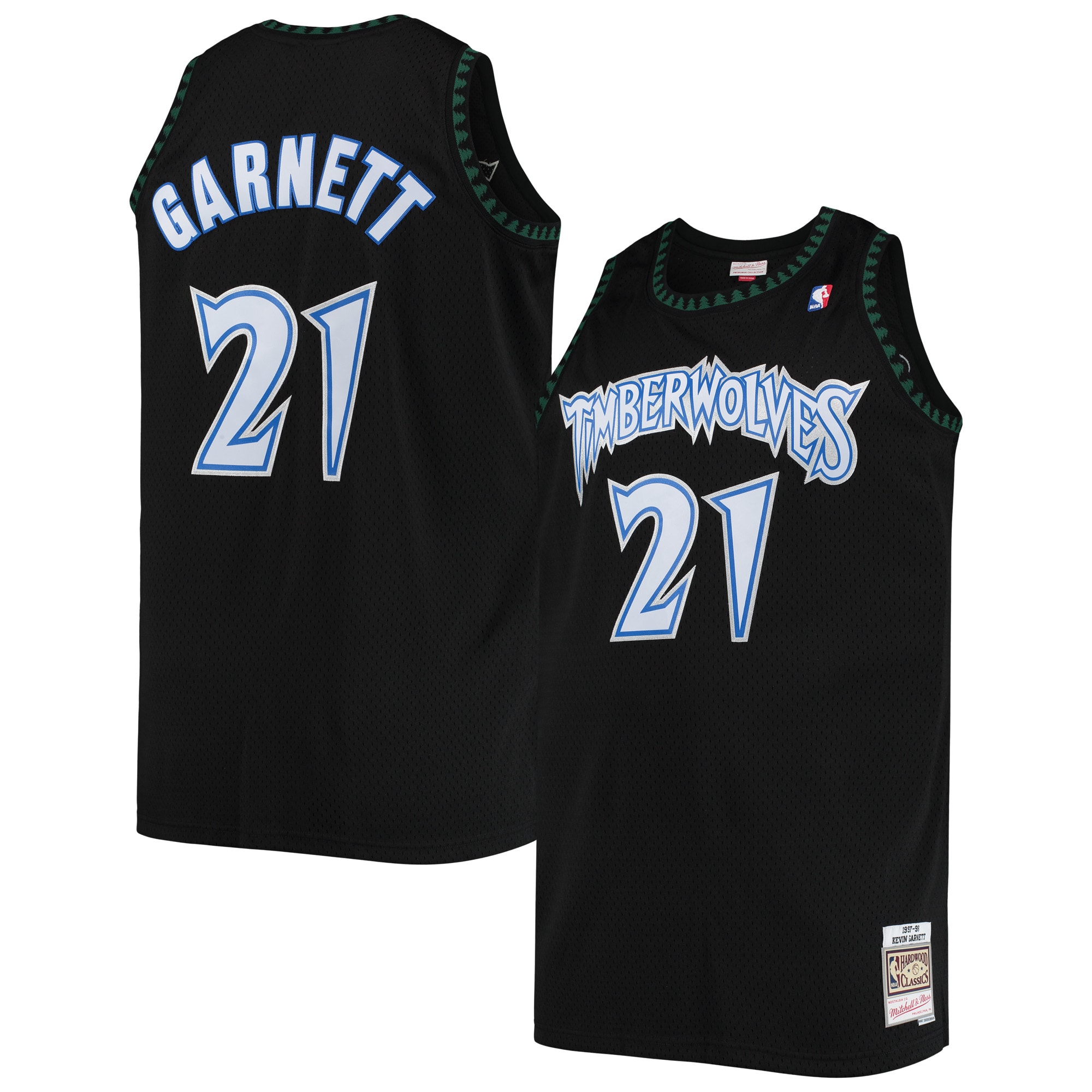 Men's Mitchell & Ness Kevin Garnett Black Minnesota Timberwolves 1997/98 Big & Tall Hardwood Classics Swingman Jersey - JS951