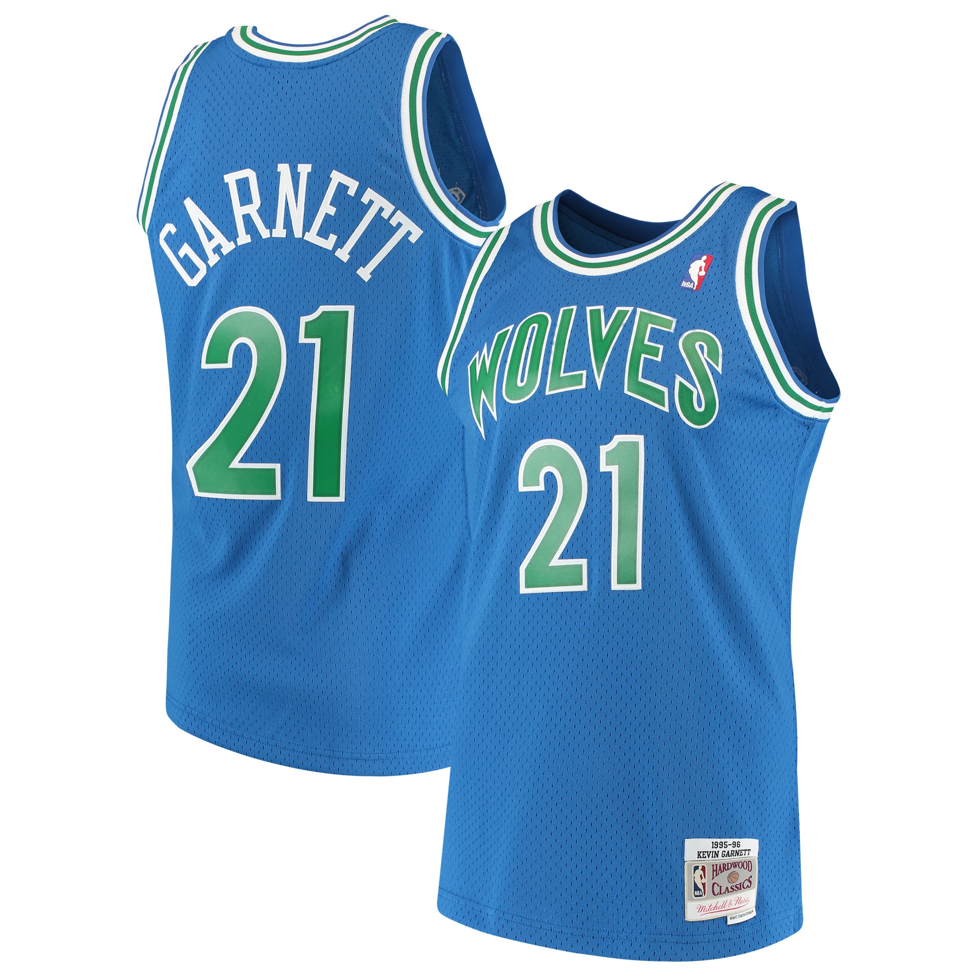 Men's Mitchell & Ness Kevin Garnett Blue Minnesota Timberwolves 1995-96 Hardwood Classics Swingman Jersey - JS509