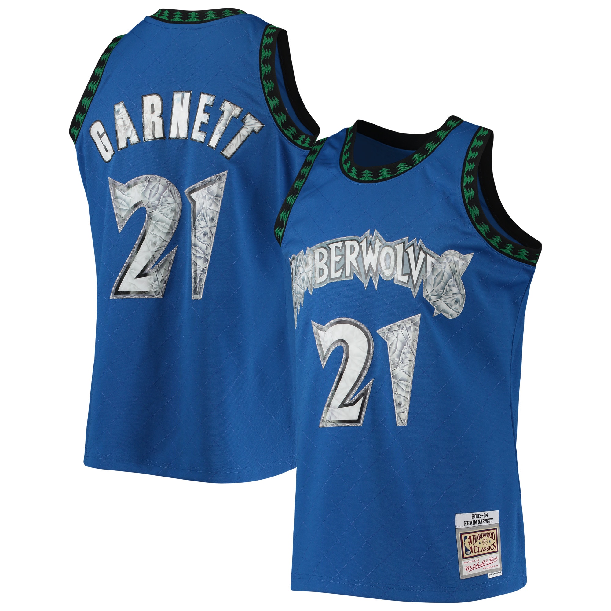Men's Mitchell & Ness Kevin Garnett Blue Minnesota Timberwolves 2003/04 Hardwood Classics NBA 75th Anniversary Diamond Swingman Jersey - JS379