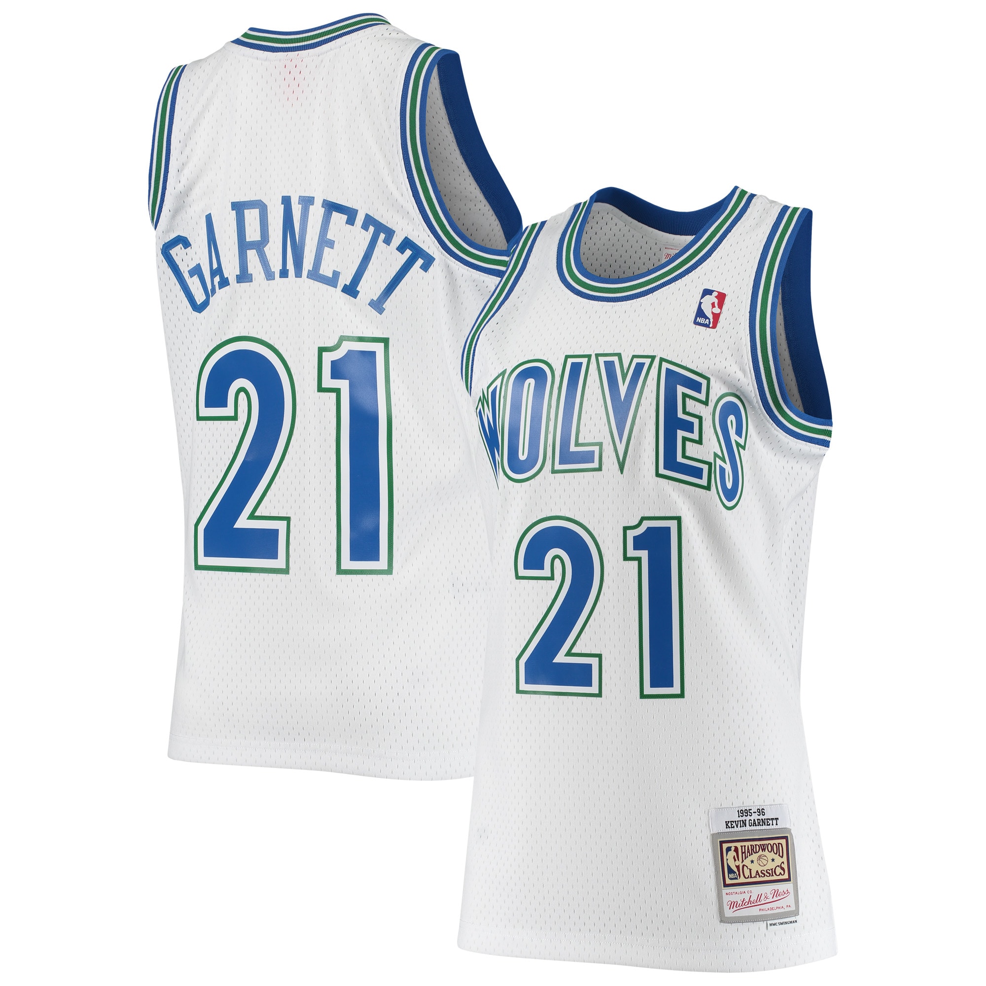 Men's Mitchell & Ness Kevin Garnett White Minnesota Timberwolves 1995/96 Hardwood Classics Swingman Jersey - Statement Edition - JS933