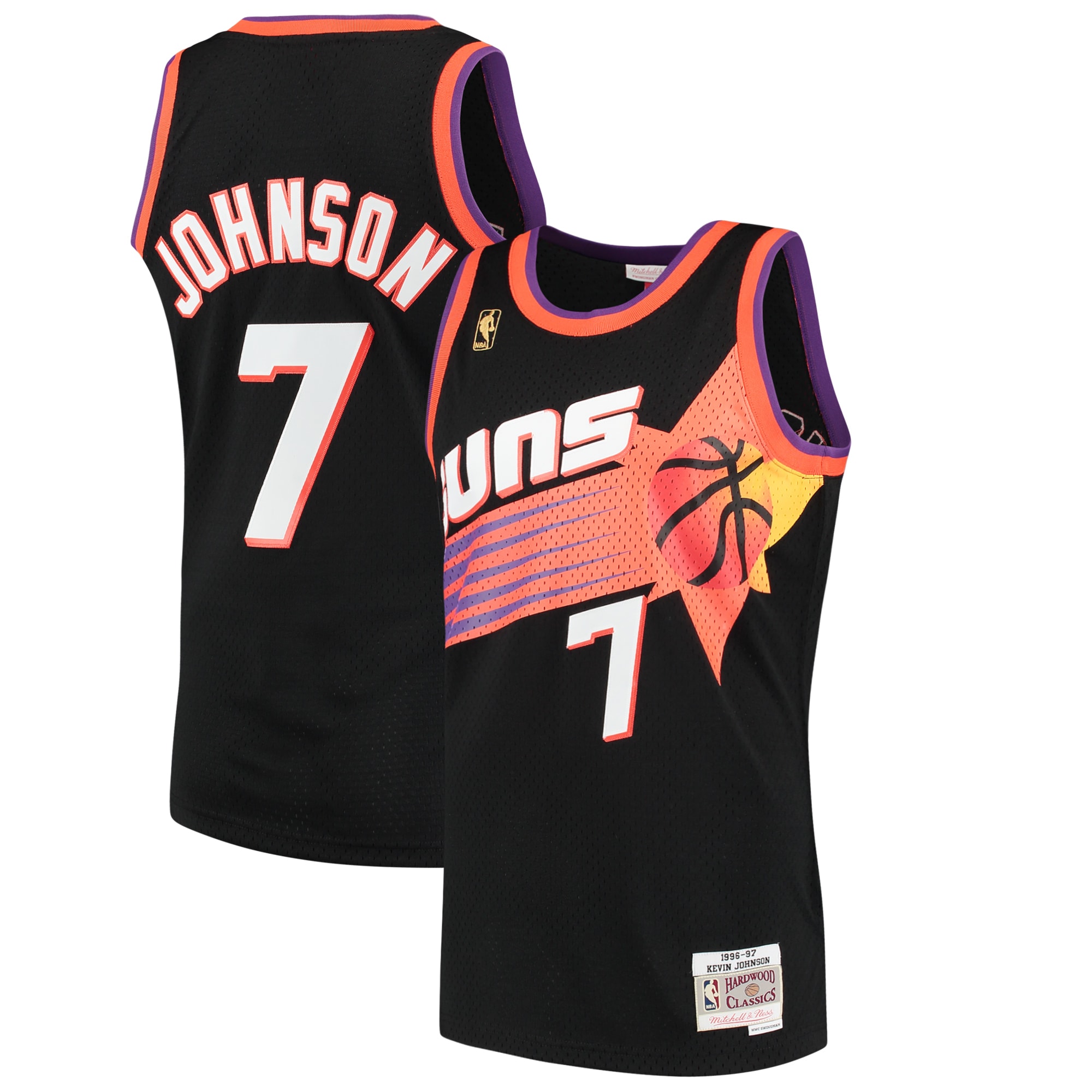 Men's Mitchell & Ness Kevin Johnson Black Phoenix Suns 1996-97 Hardwood Classics Swingman Jersey - JS200