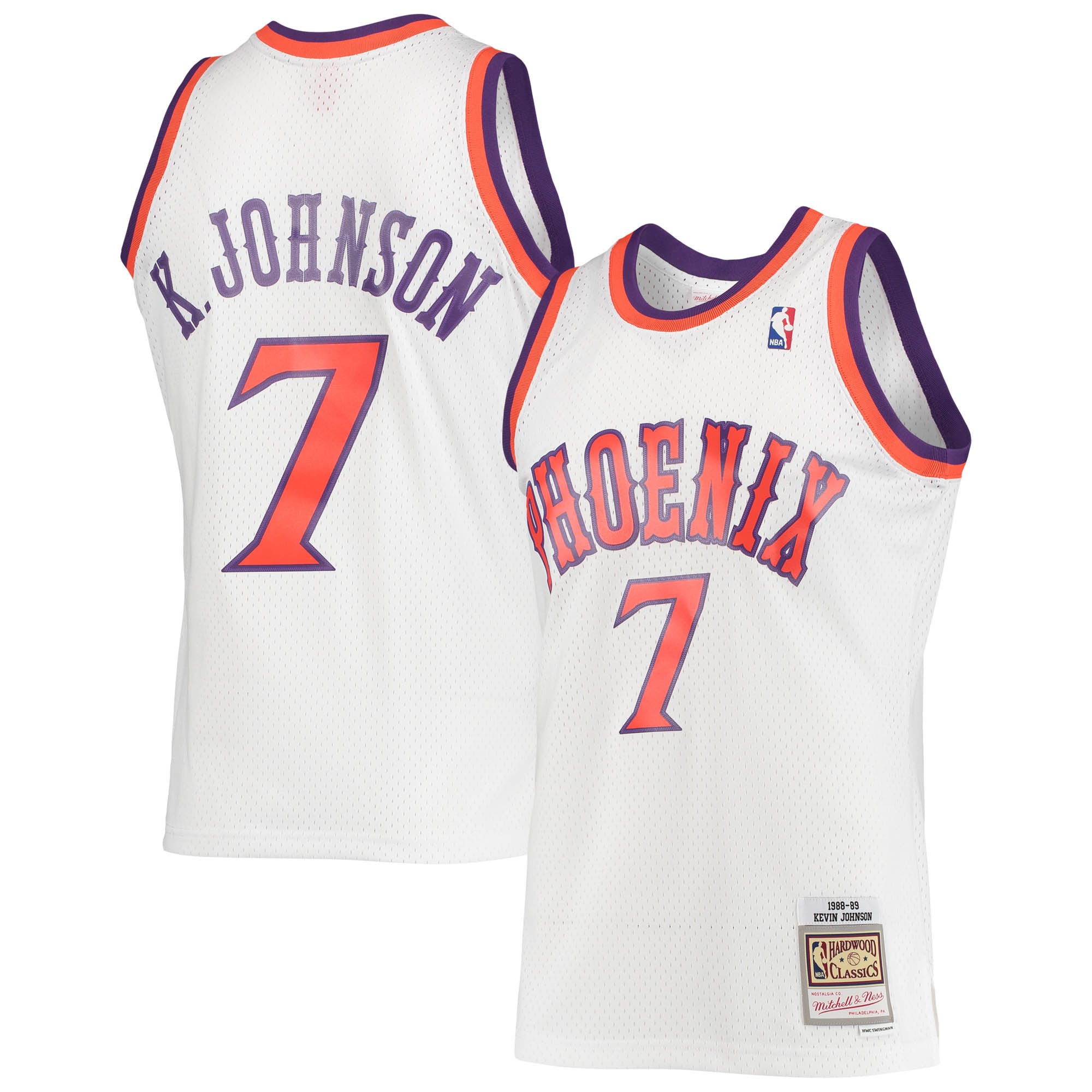 Men's Mitchell & Ness Kevin Johnson White Phoenix Suns 1989-90 Hardwood Classics Swingman Jersey - JS228