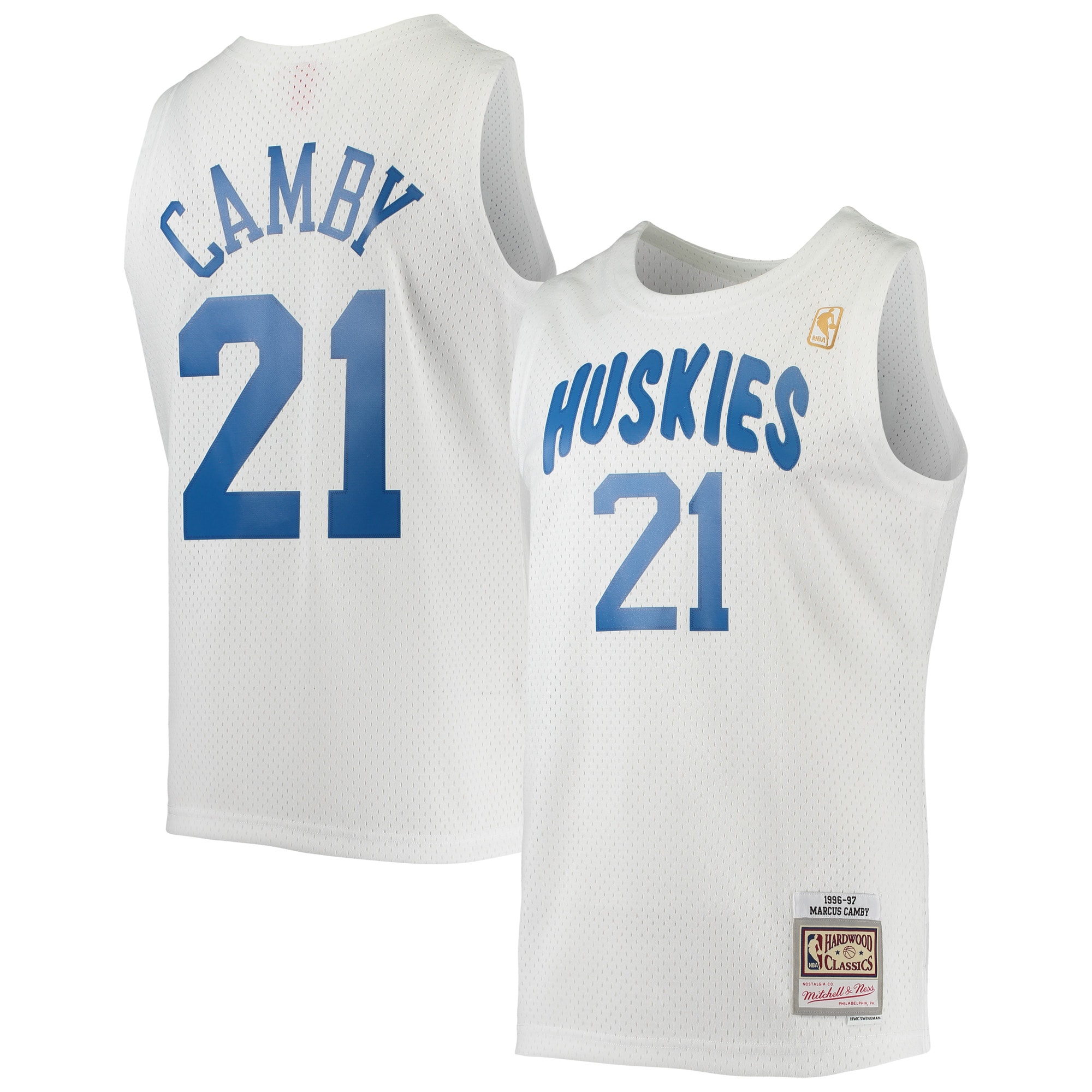 Men's Mitchell & Ness Marcus Camby White Toronto Raptors 1996/97 Hardwood Classics Swingman Jersey - JS230