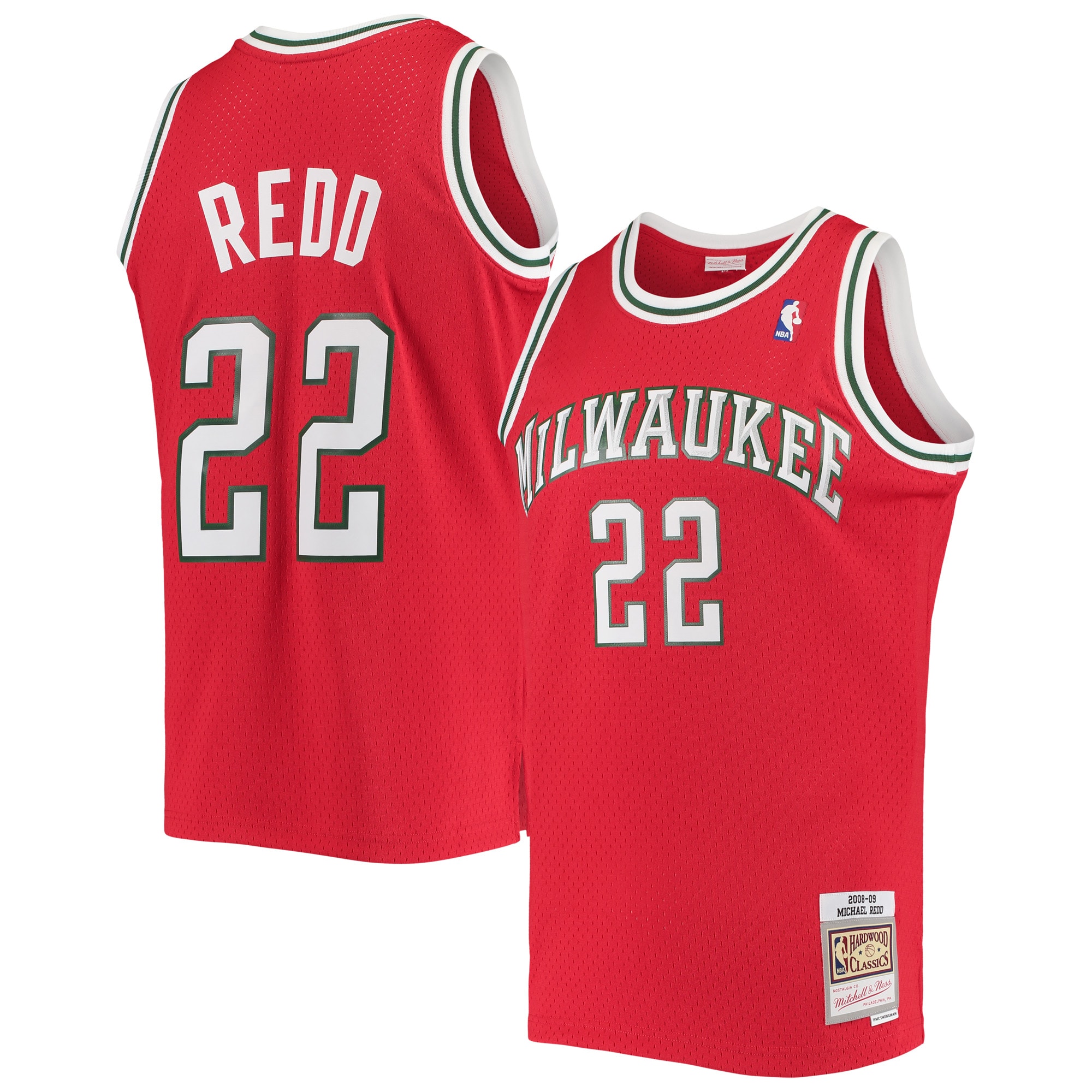 Men's Mitchell & Ness Michael Redd Red Milwaukee Bucks 2008-09 Hardwood Classics Swingman Jersey - JS659