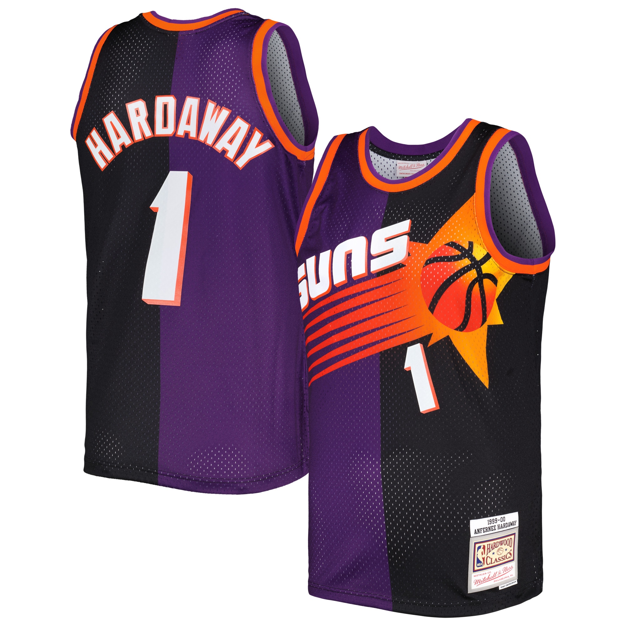 Men's Mitchell & Ness Penny Hardaway Purple/Black Phoenix Suns Hardwood Classics 1999/00 Split Swingman Jersey - JS791
