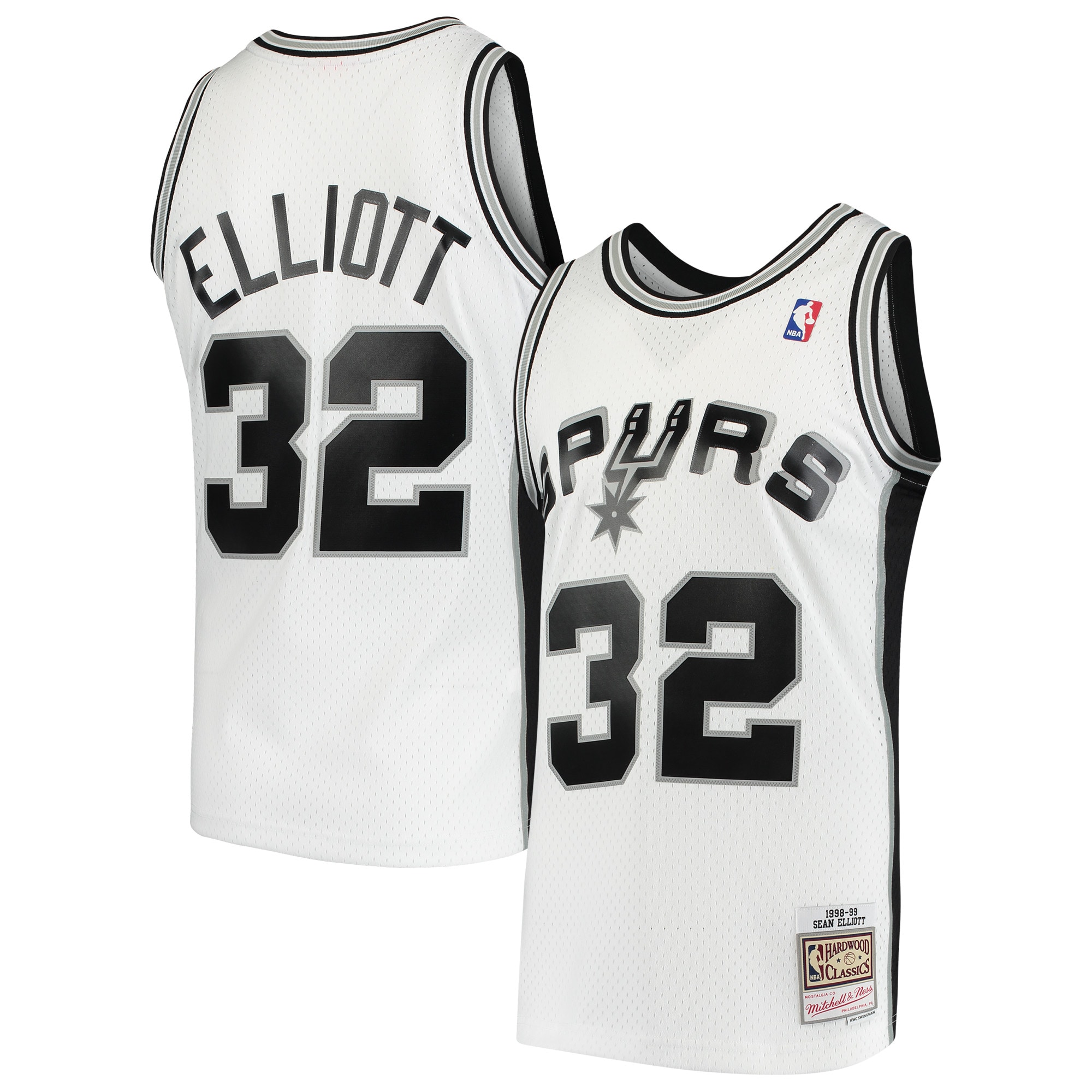 Men's Mitchell & Ness Sean Elliott White San Antonio Spurs 1998-99 Hardwood Classics Swingman Jersey - JS248