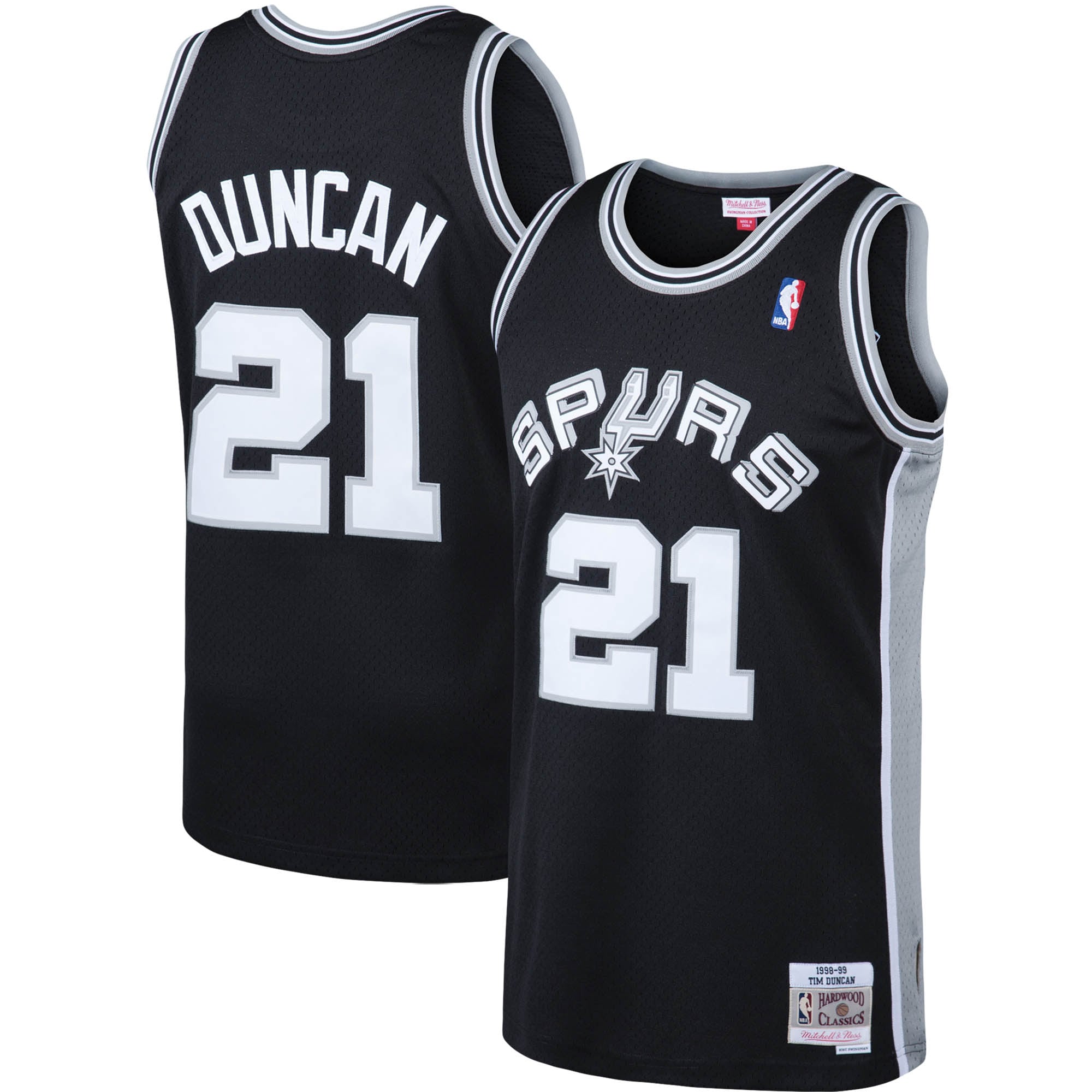 Men's Mitchell & Ness Tim Duncan Black San Antonio Spurs Big & Tall Hardwood Classics Jersey - JS566