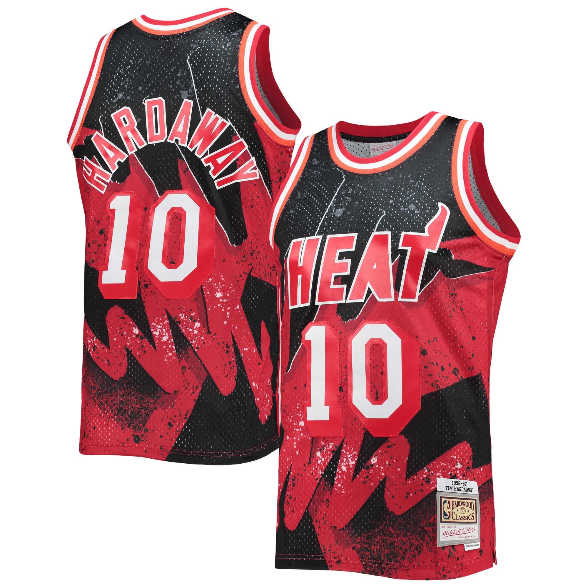 Men's Mitchell & Ness Tim Hardaway Scarlet Miami Heat Hardwood Classics 1996/97 Hyper Hoops Swingman Jersey - JS387