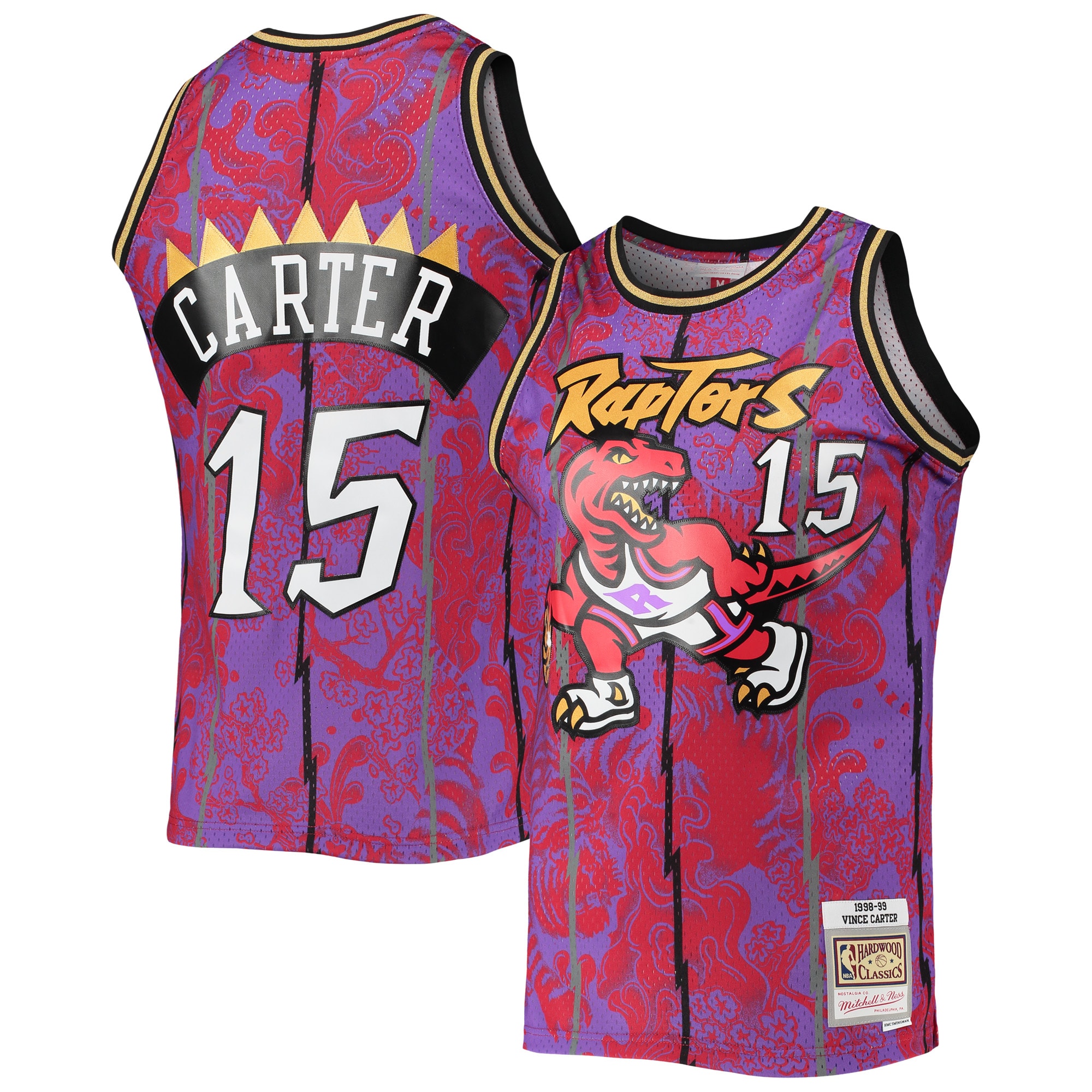Men's Mitchell & Ness Vince Carter Purple Toronto Raptors Hardwood Classics 1998/99 Lunar New Year Swingman Jersey - JS156