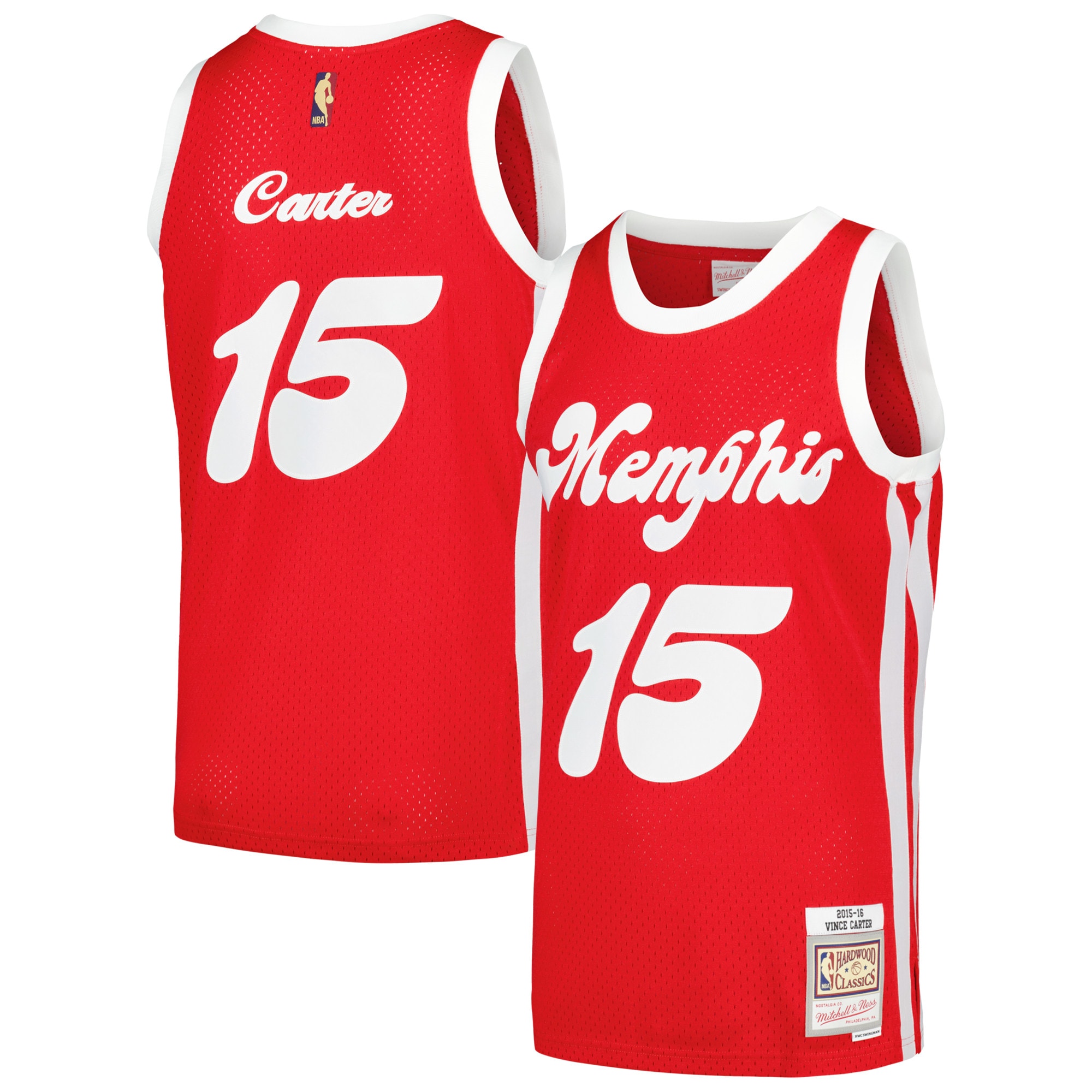 Men's Mitchell & Ness Vince Carter Red Memphis Grizzlies 2015/16 Hardwood Classics Swingman Jersey - JS190