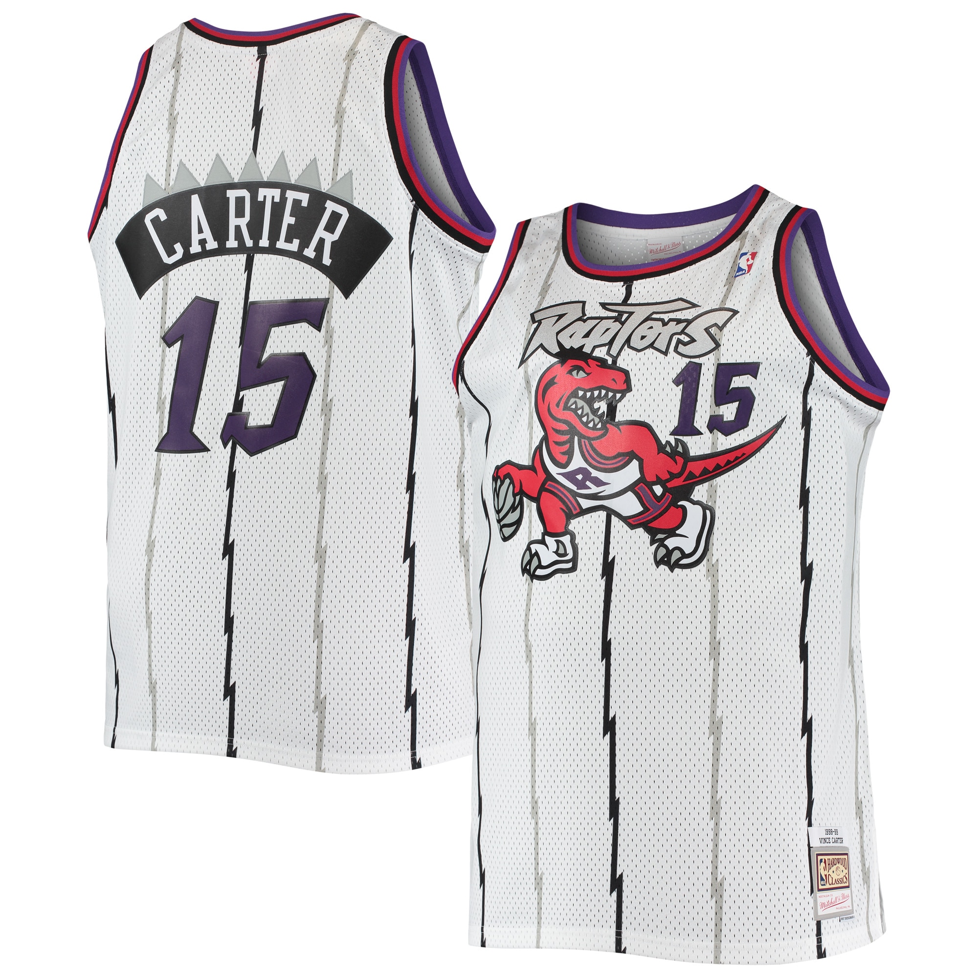 Men's Mitchell & Ness Vince Carter White Toronto Raptors 1998/99 Big & Tall Hardwood Classics Swingman Jersey - JS675