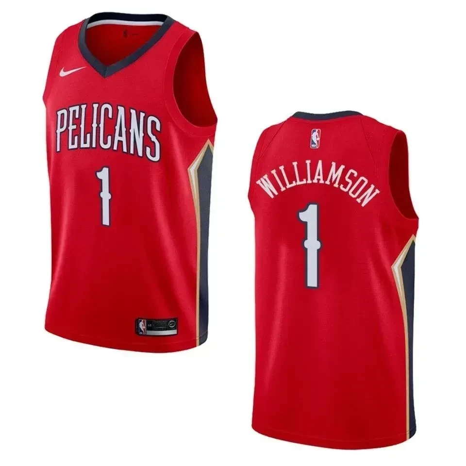 Men's New Orleans Pelicans 1 Zion Williamson Statement Swingman Jersey - Red - JS358