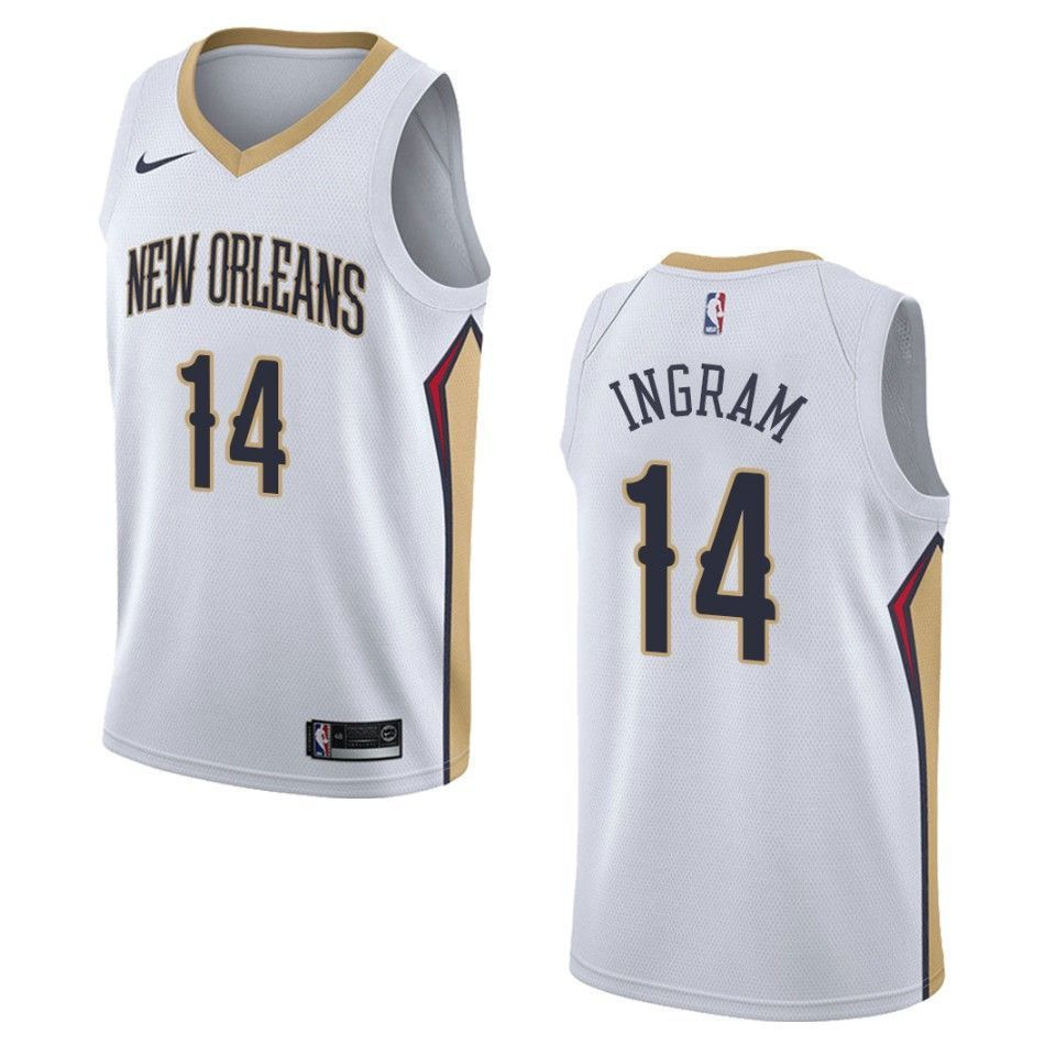 Men's New Orleans Pelicans 14 Brandon Ingram Association Swingman Jersey - White - JS330